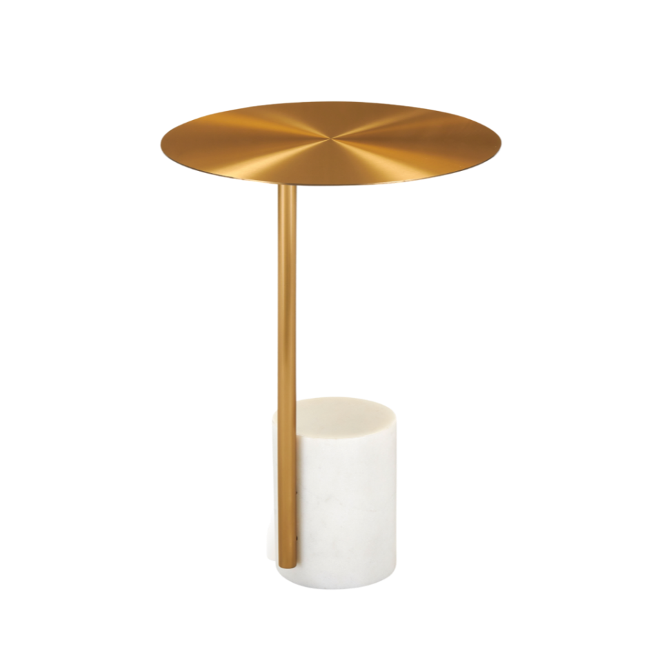 Violet White Marble & Gold Side Table