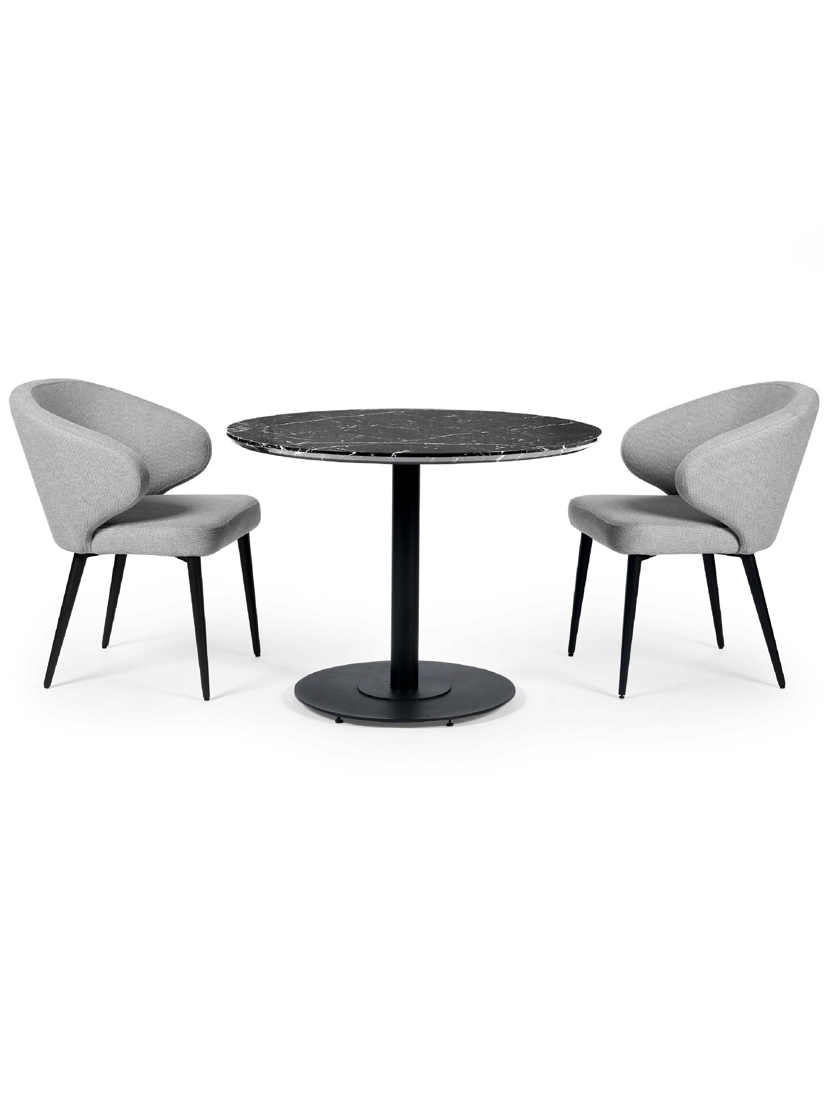 Romano Black Marble Effect Round Dining Table 80cm