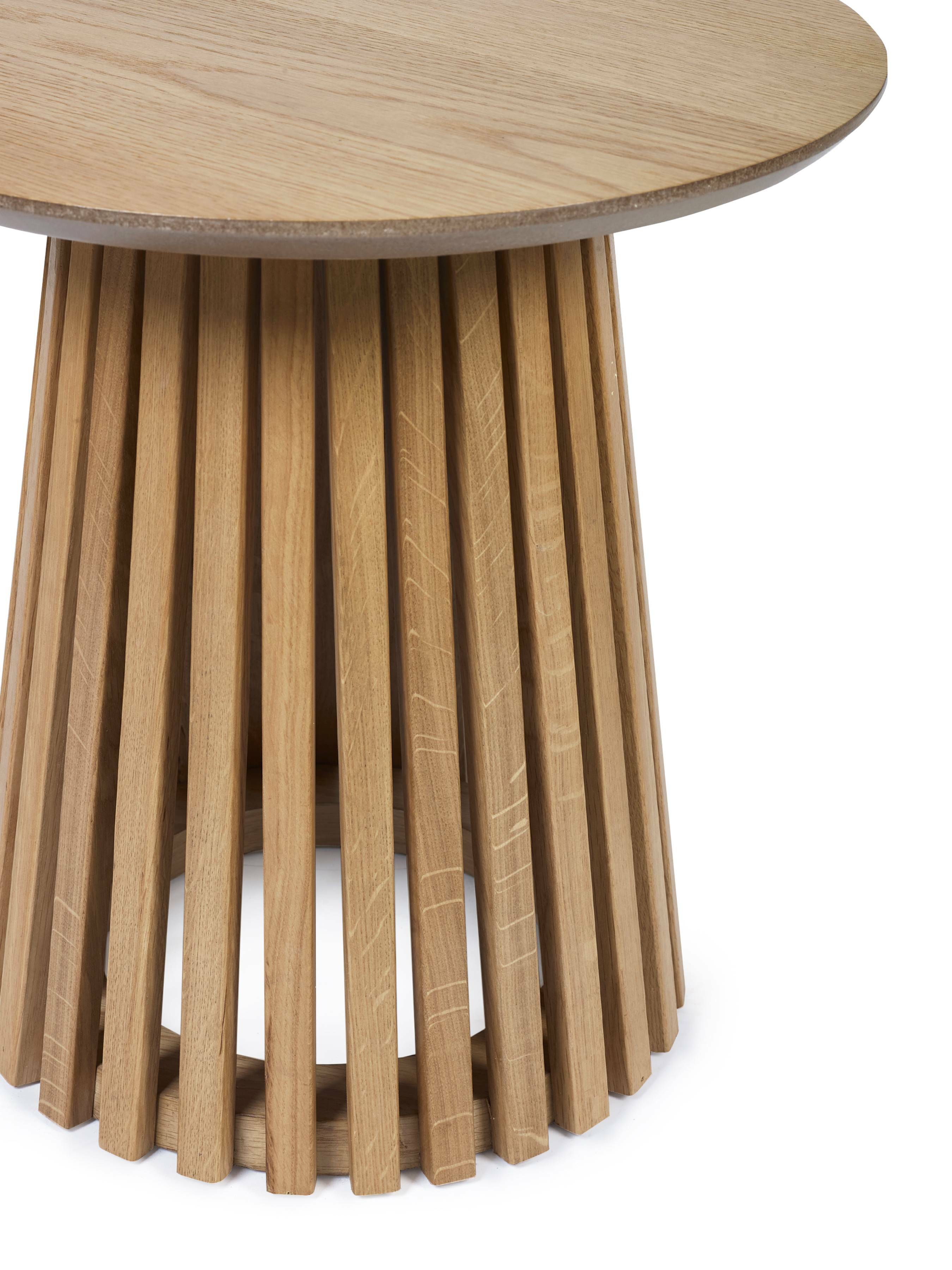 Cato Natural Oak Wood Slatted Side Table