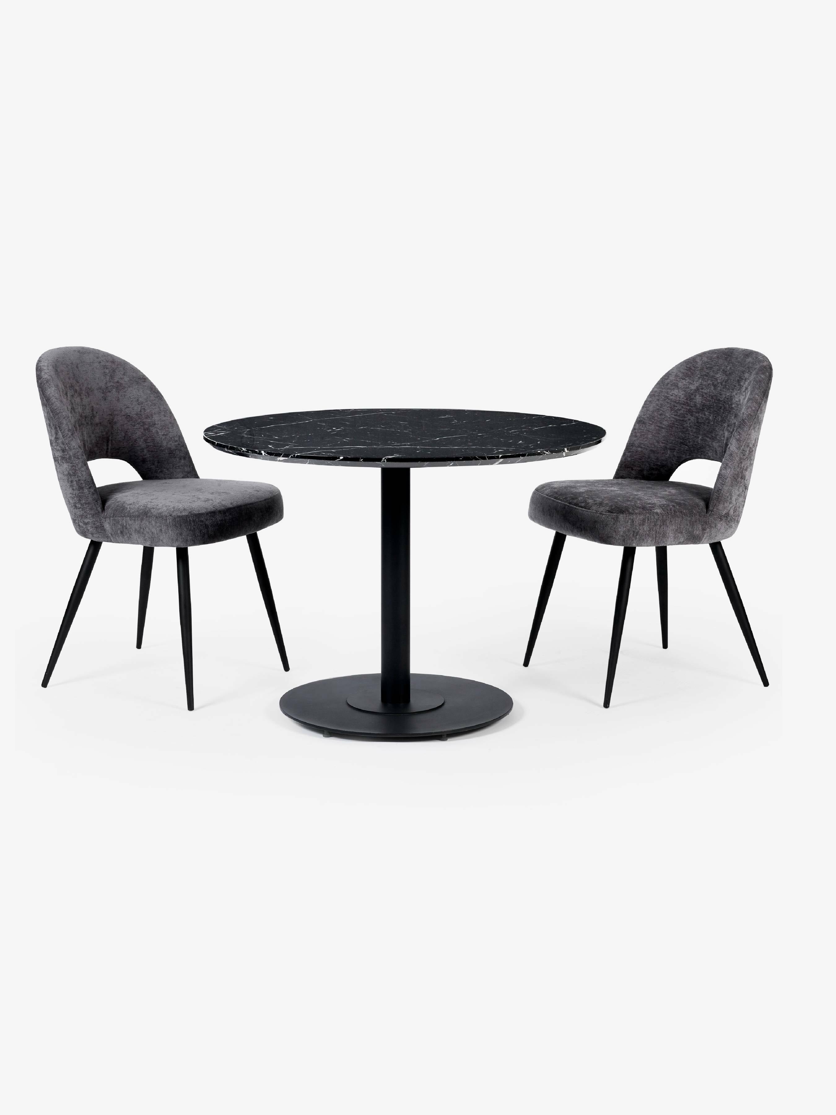 Romano Black Marble Effect Round Dining Table 80cm