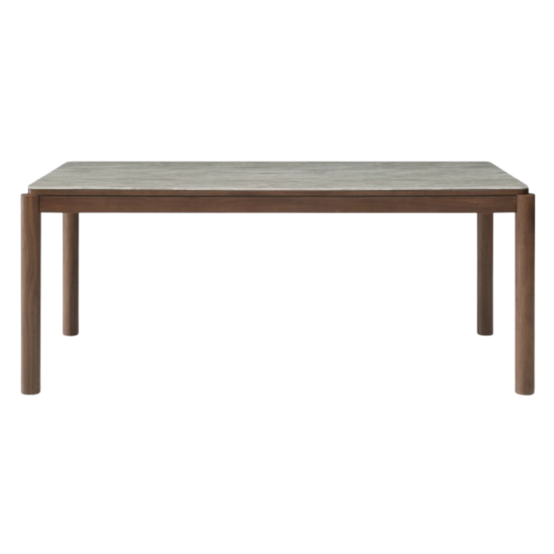 Willow Walnut Brown Wood & Grey Marble Dining Table | 6-8 Seater