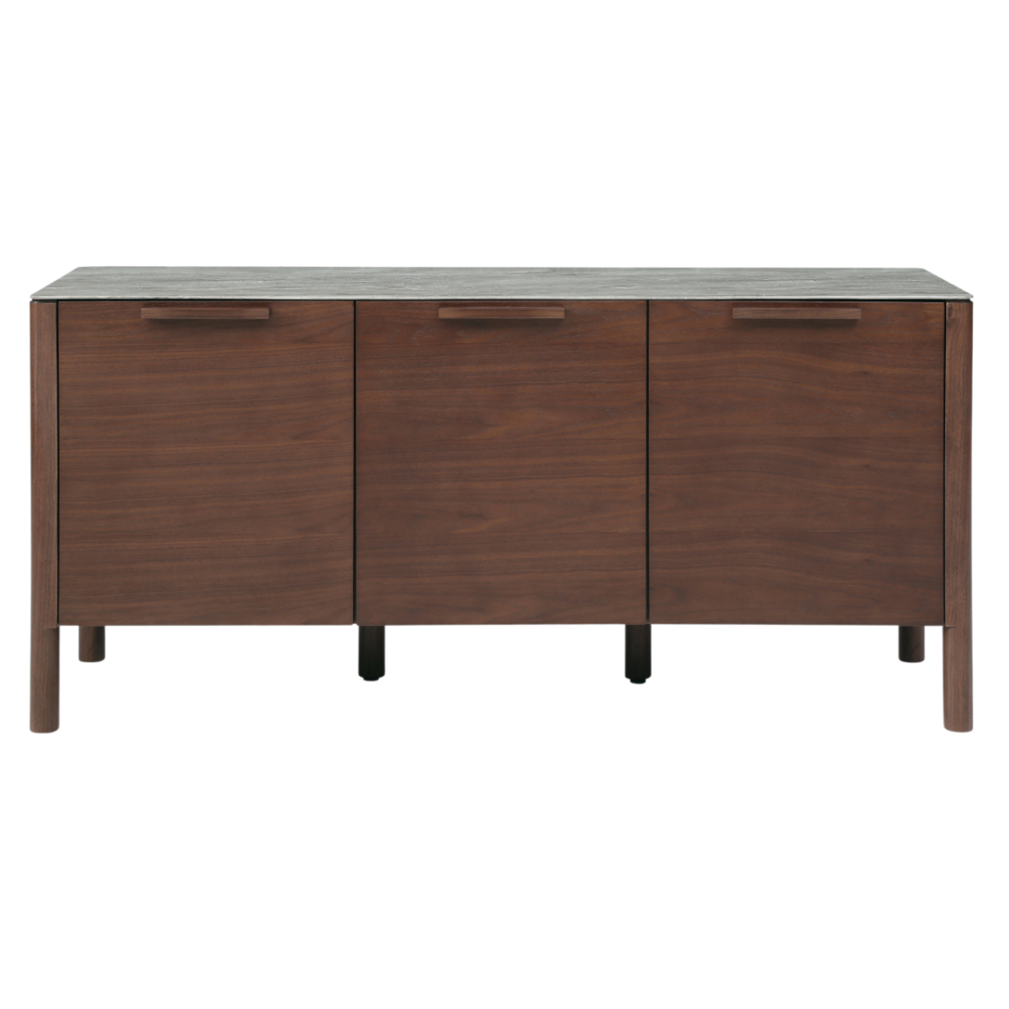 Willow Walnut Brown Wood & Grey Marble Sideboard