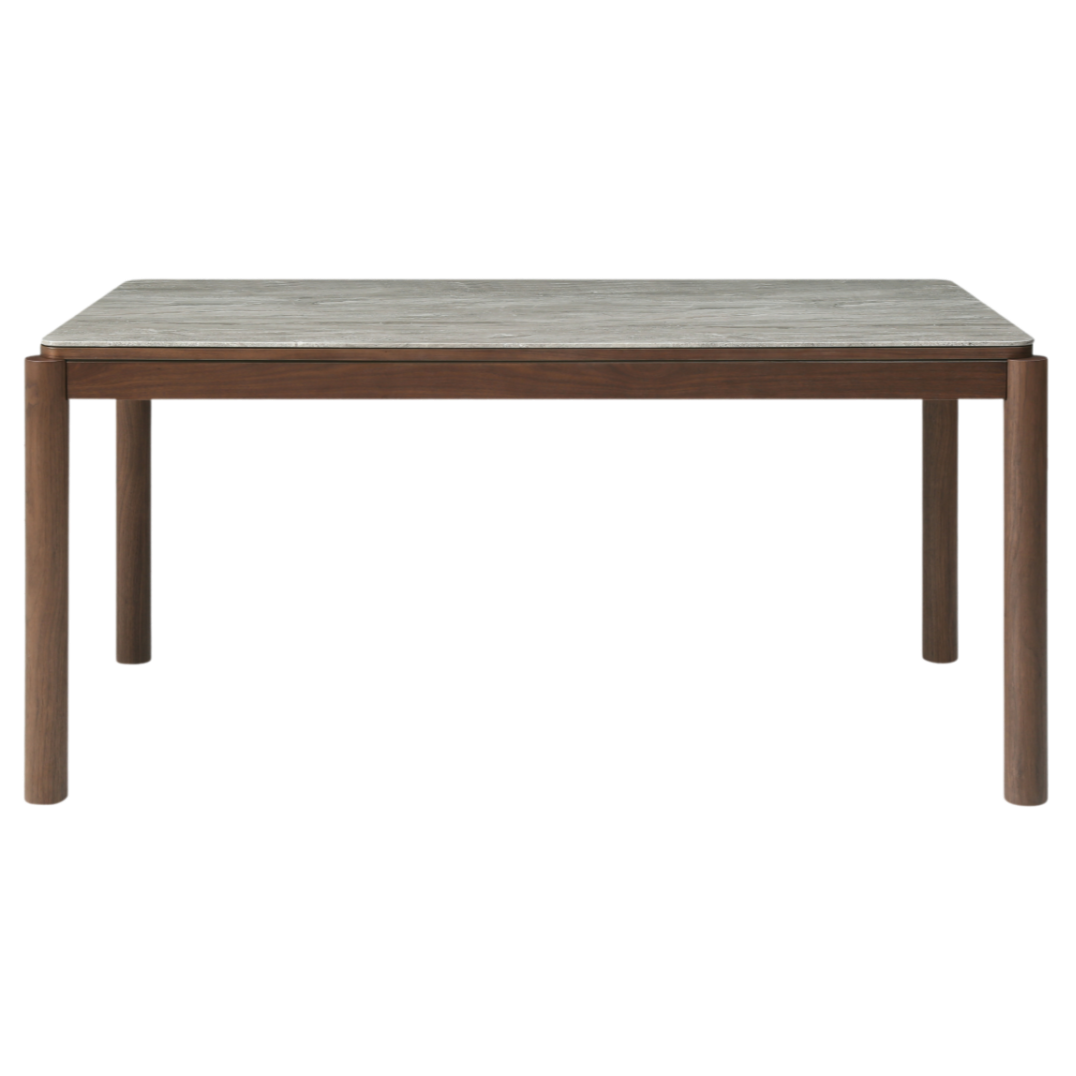 Willow Walnut Brown Wood & Grey Marble Dining Table | 4-6 Seater