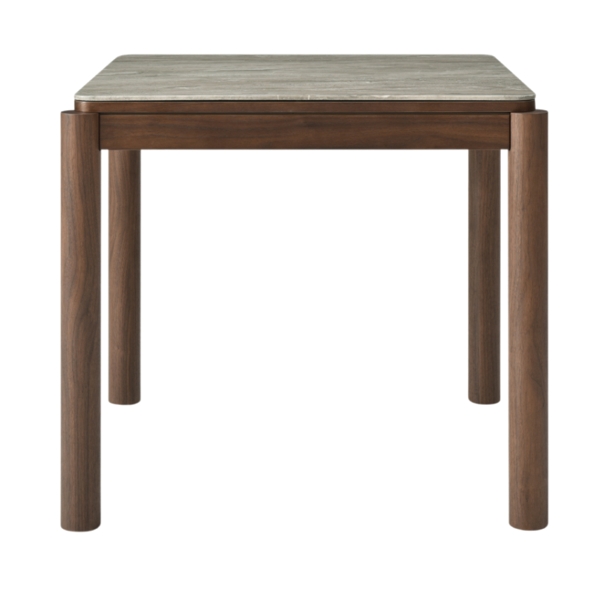 Willow Walnut Brown Wood & Grey Marble Square Dining Table