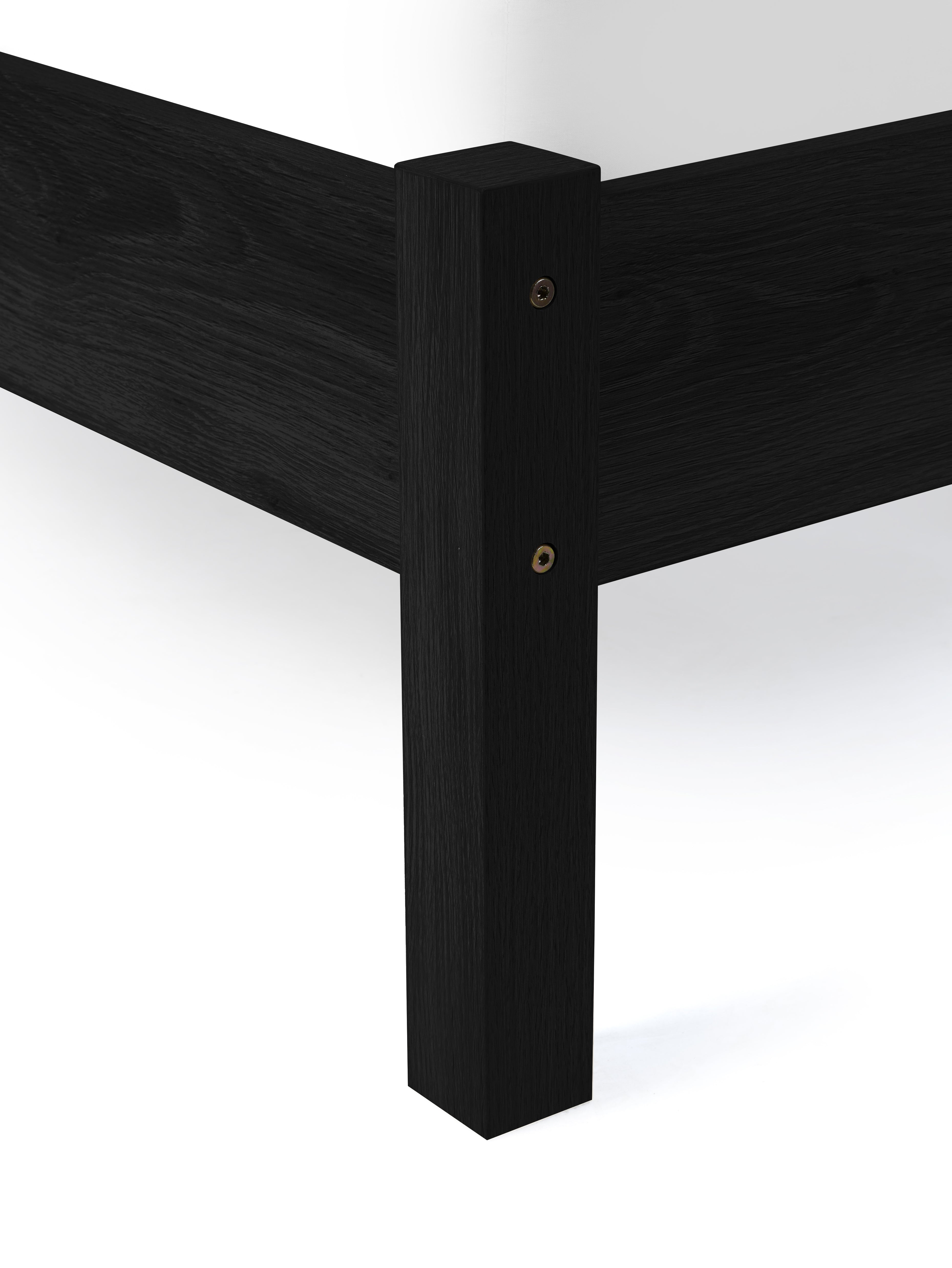 Clermont Black Oak Wood & Rattan Rattan Double Bed