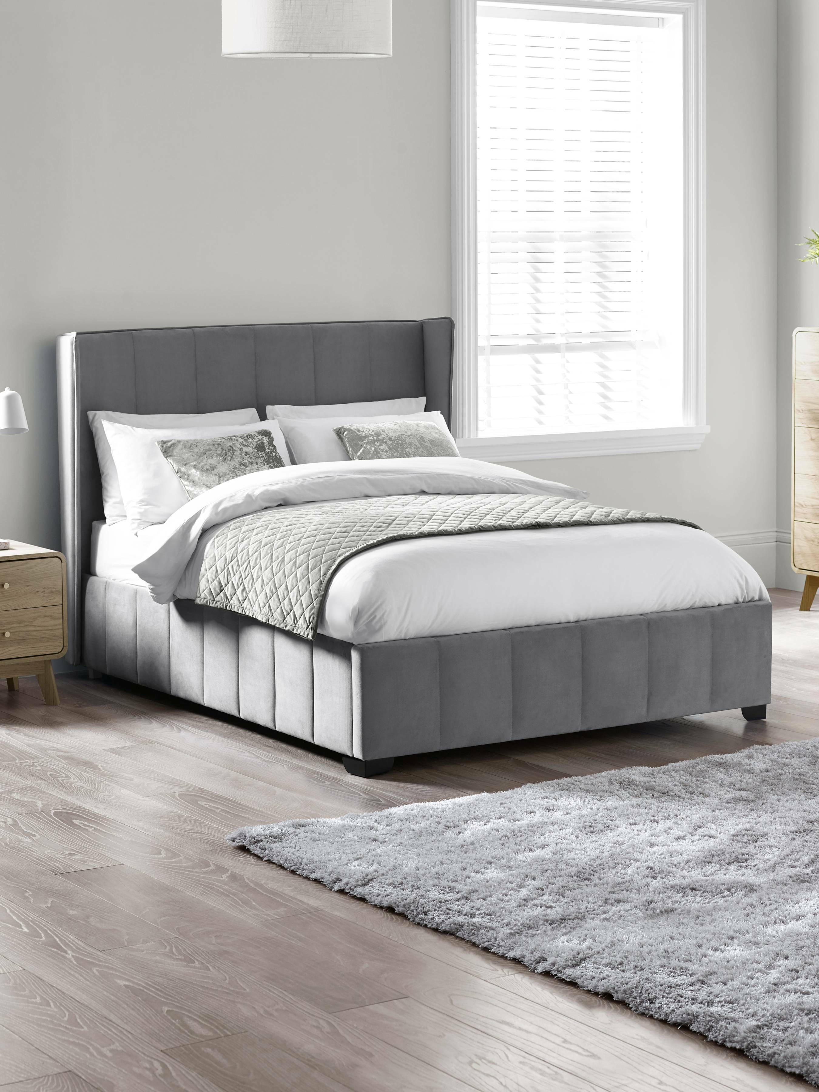 Orwell Grey Velvet Double Bed
