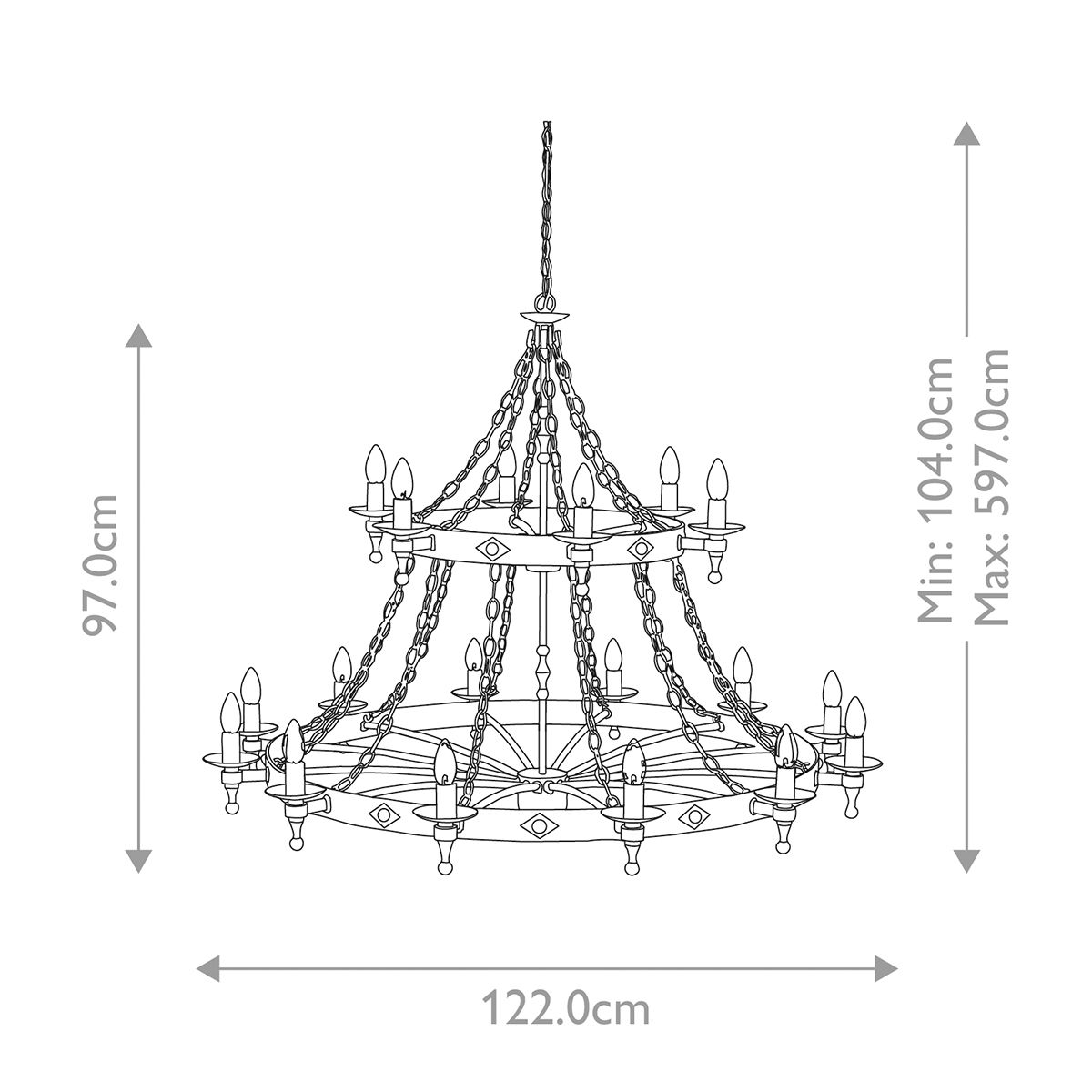 Moore 18 Light Chandelier - Black