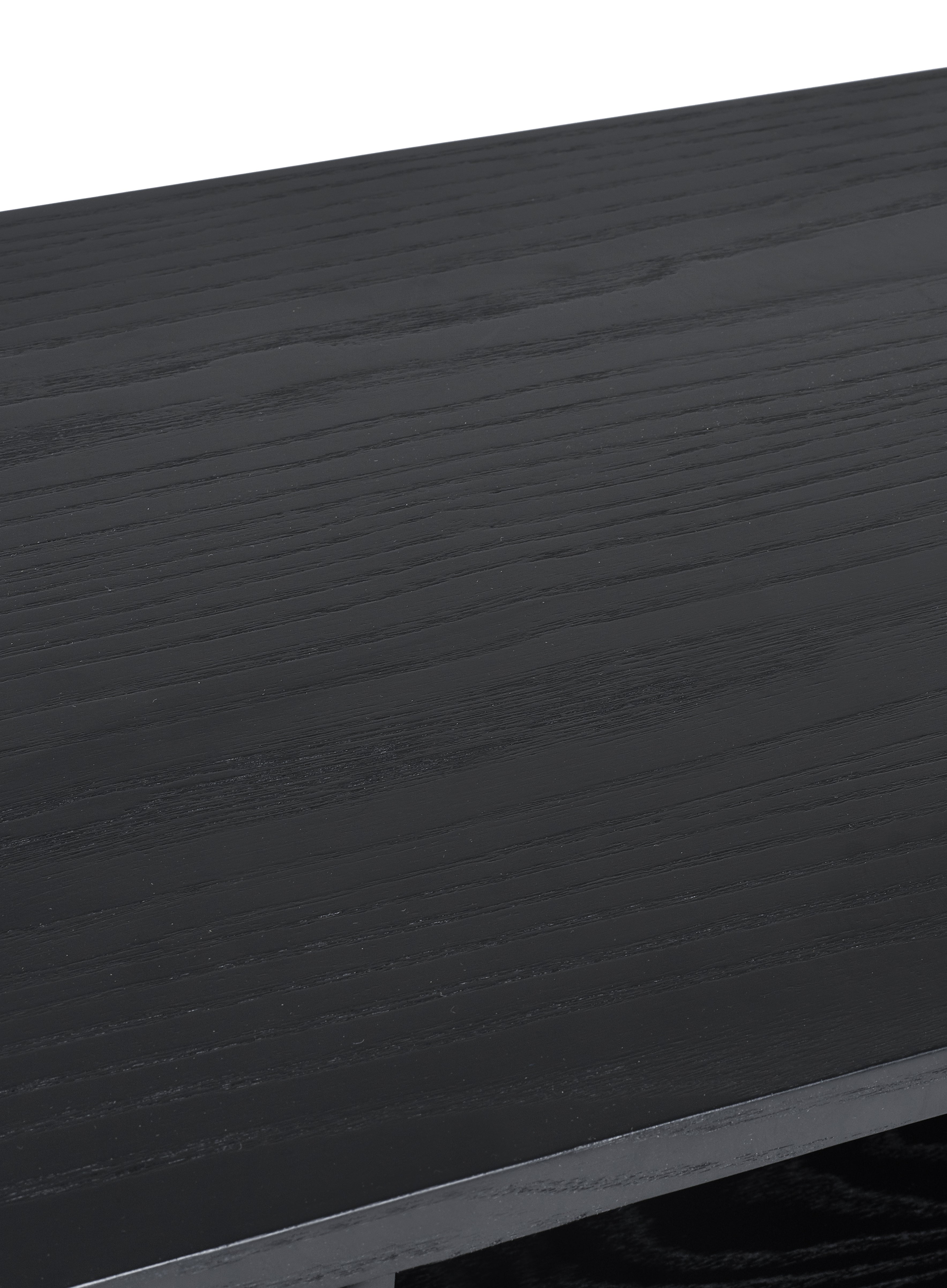 Como Fluted Black Wood TV Unit