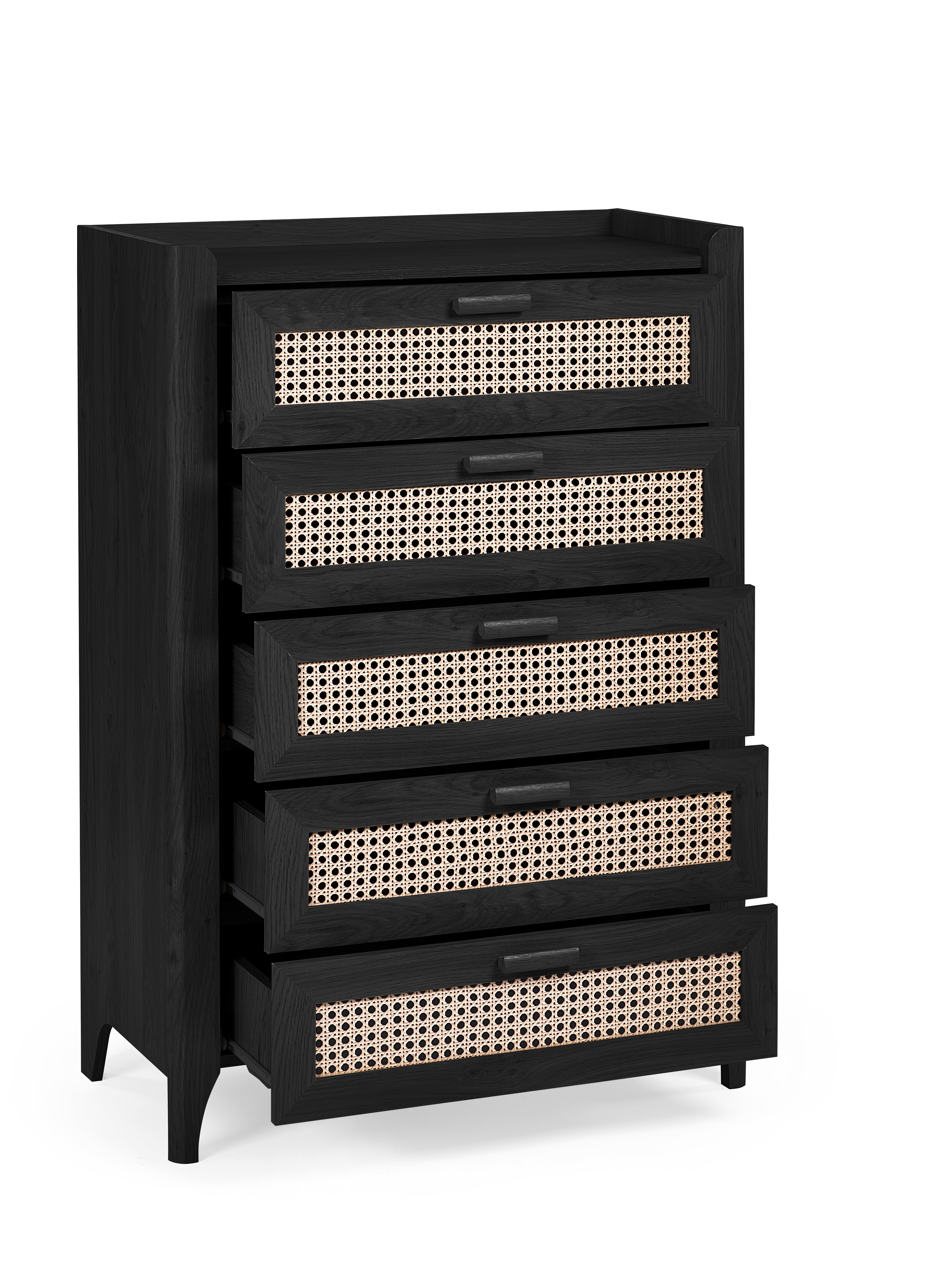 Asbury Wood Chest of Drawers | 5 Drawers - Black Ash