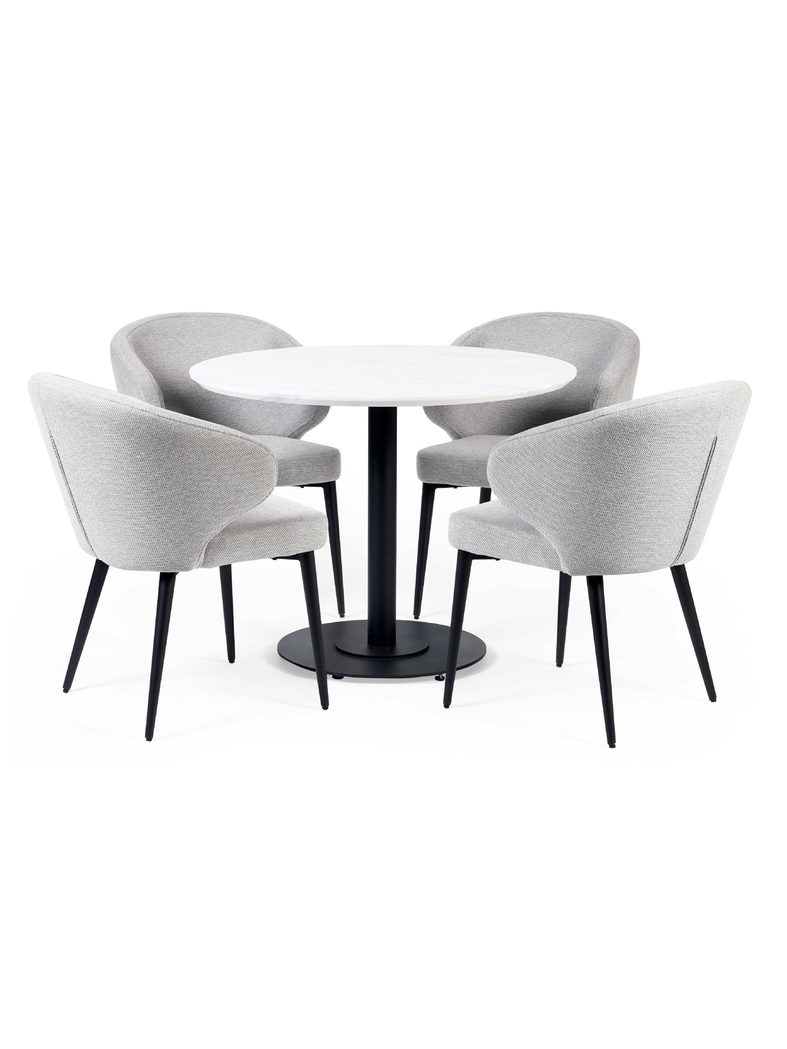 Romano White Marble Effect Round Dining Table 100cm