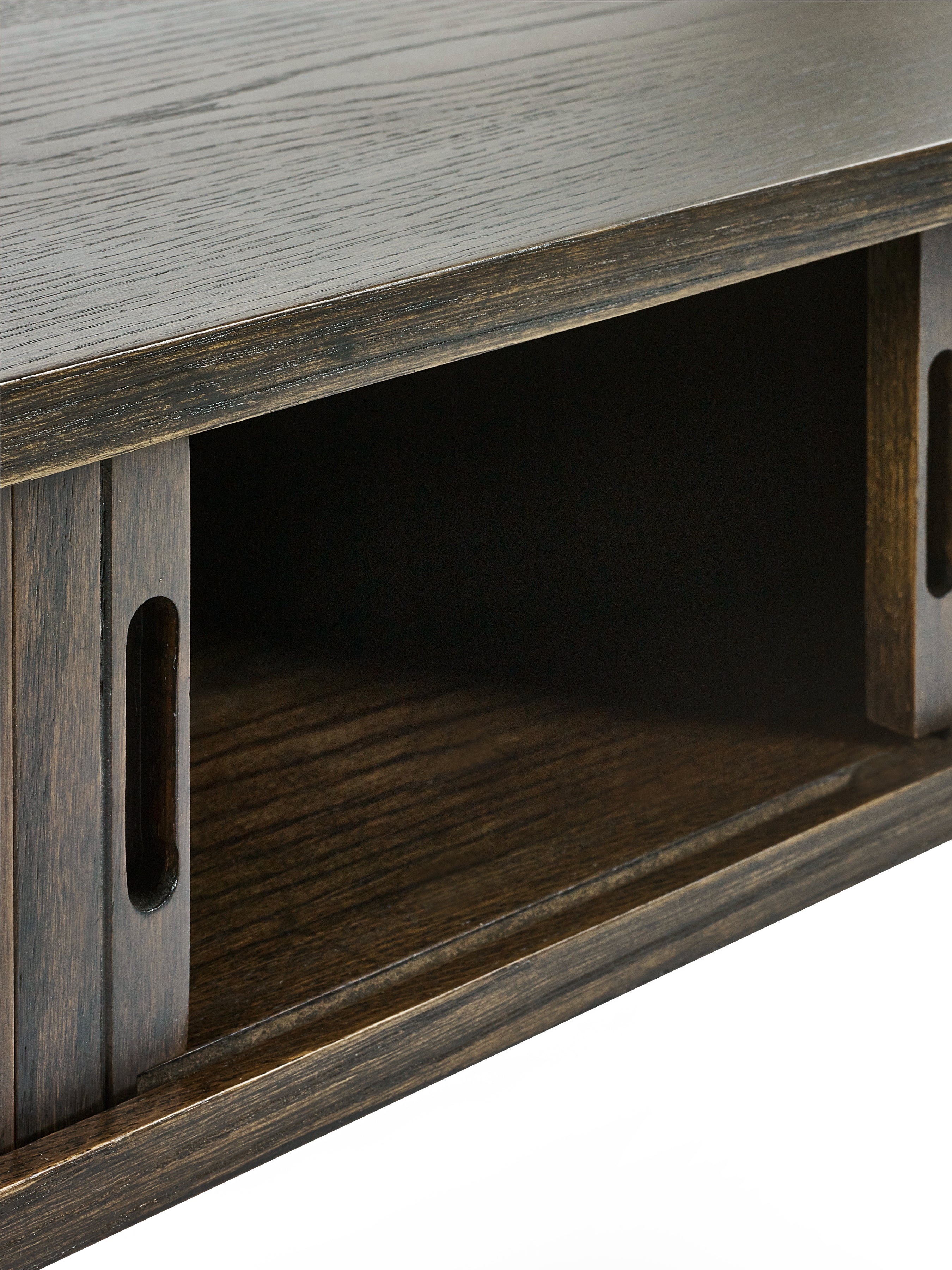 Pedra Dark Oak Wood Slatted Coffee Table