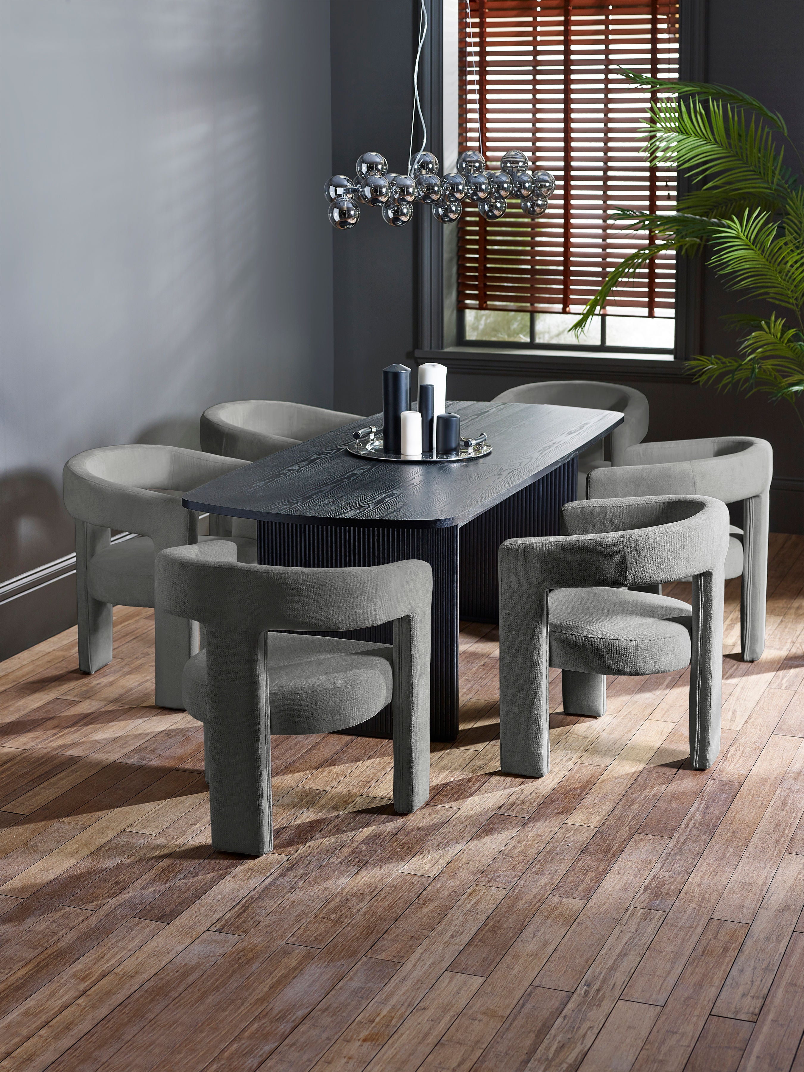 Marnie Grey Chenille Tripod Dining Chair