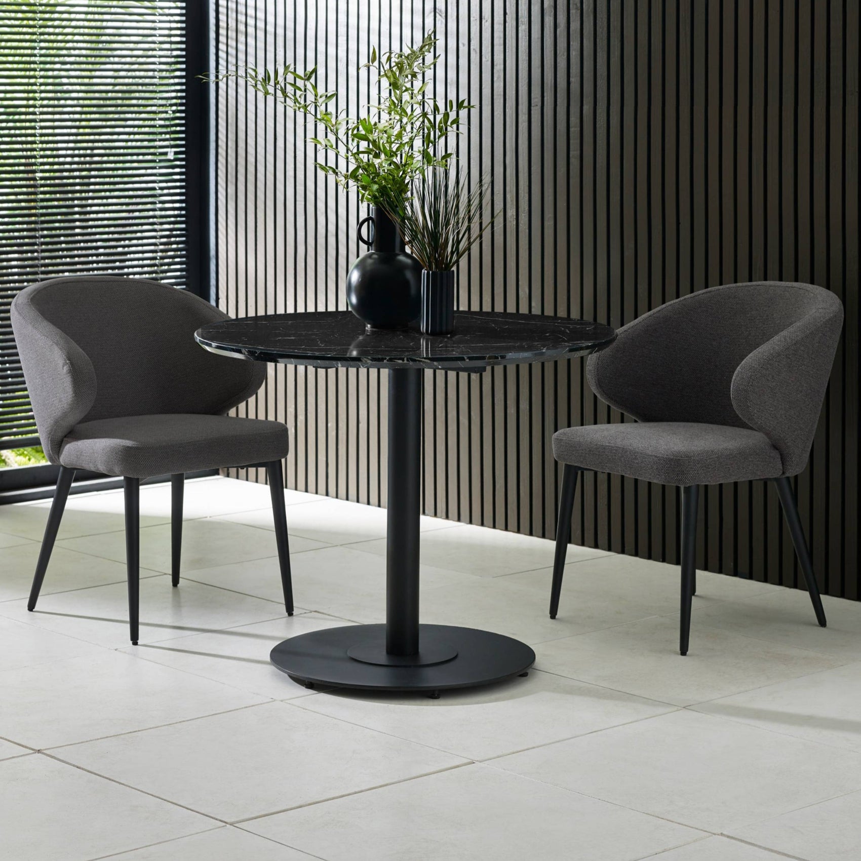 Romano Black Marble Effect Round Dining Table 80cm