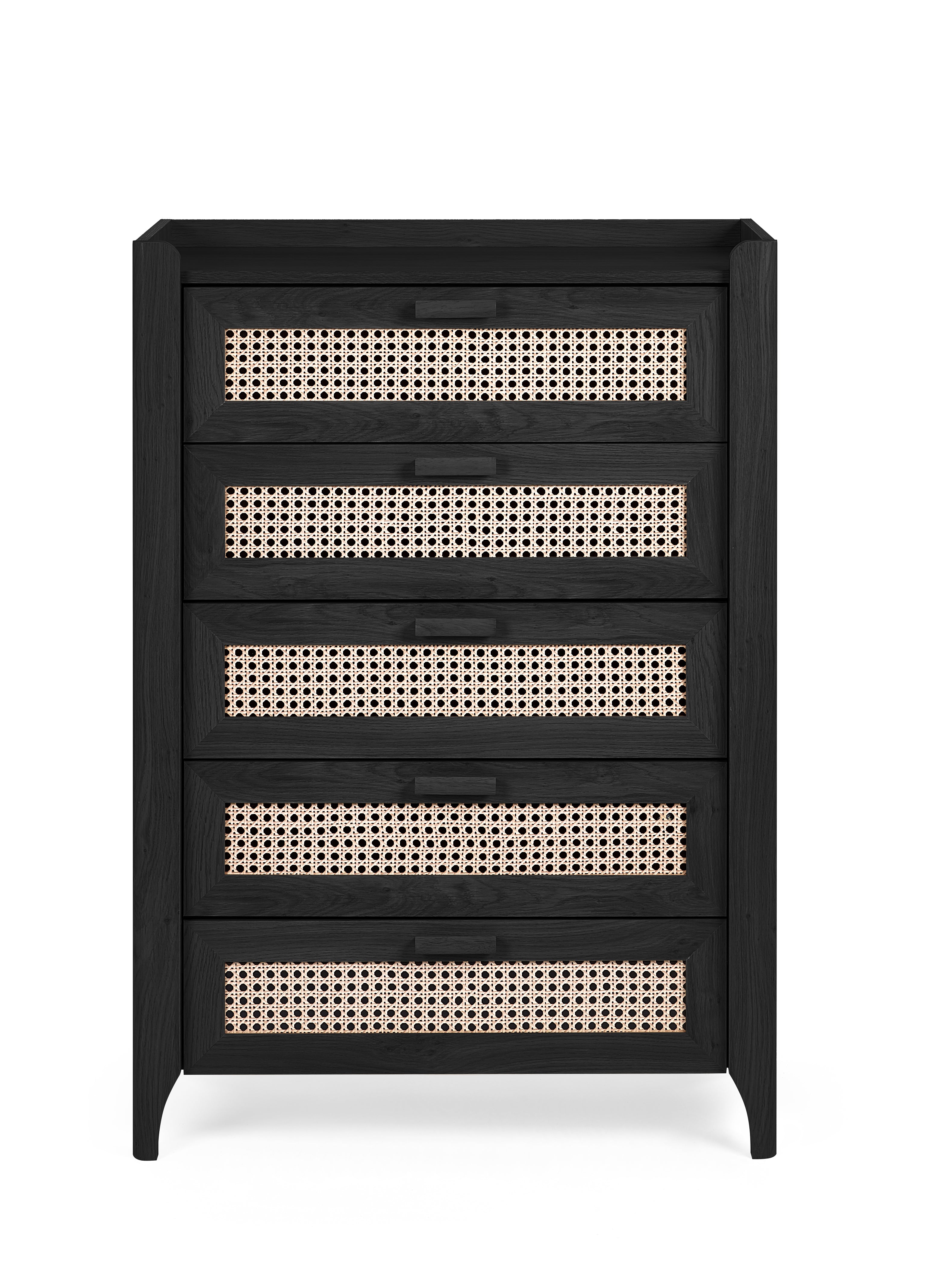 Asbury Wood Chest of Drawers | 5 Drawers - Black Ash