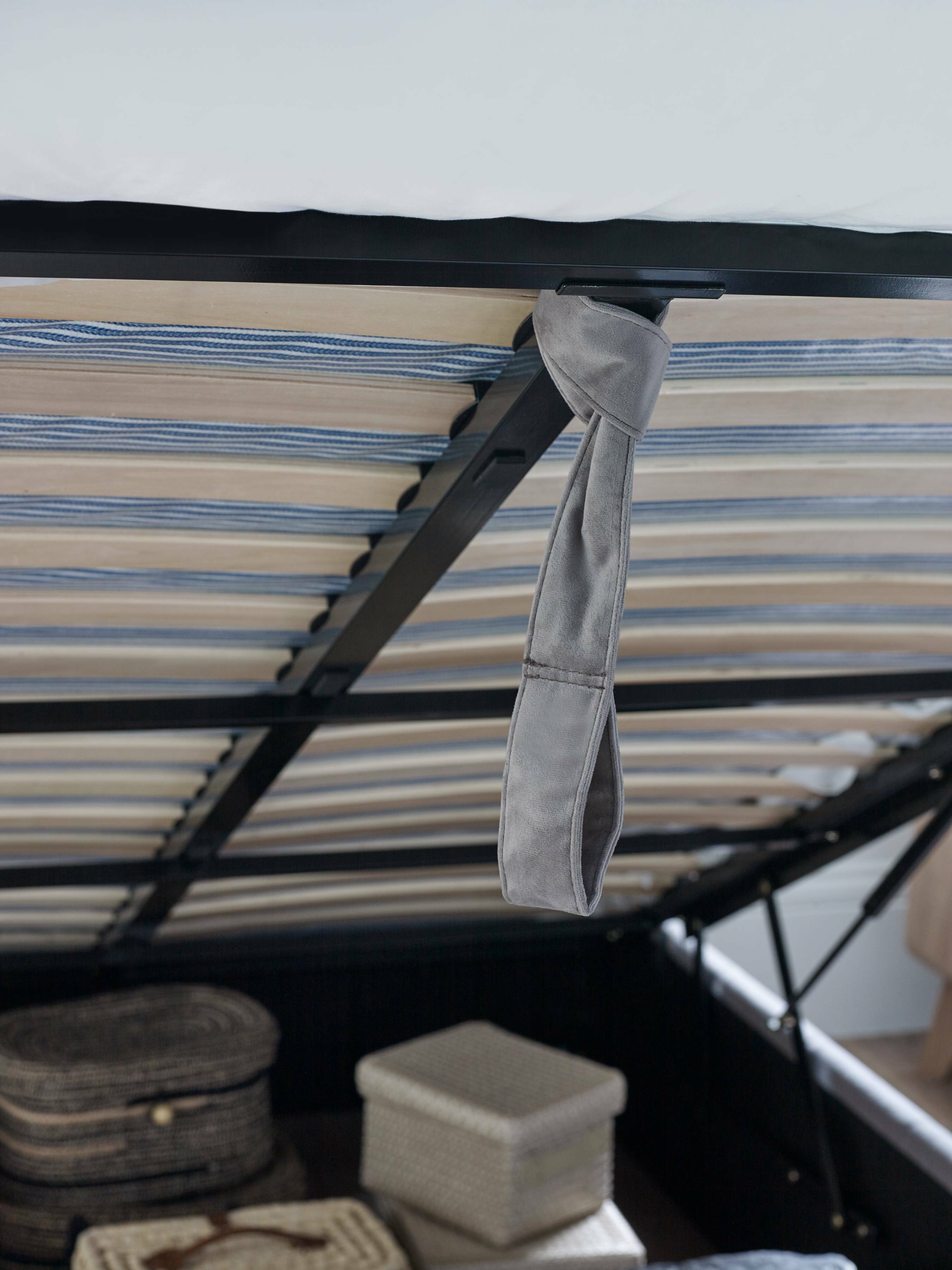 Orwell Grey Velvet Ottoman Storage Double Bed