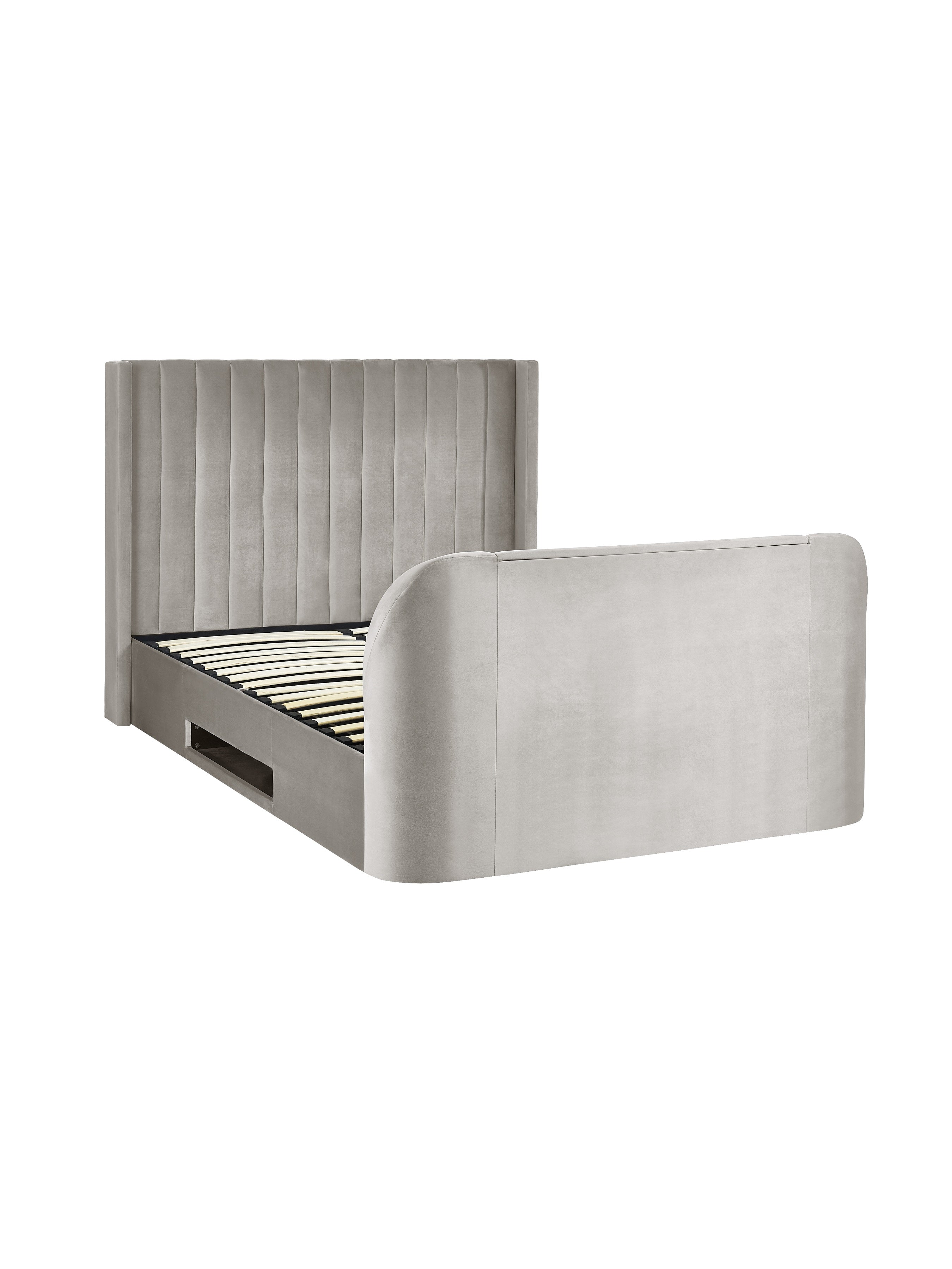 Alston Light Grey Velvet Ottoman TV Bed King
