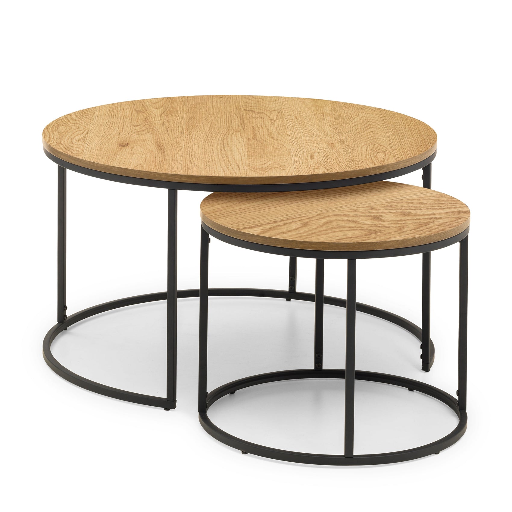 Monroe Oak Wood Round Nesting Coffee Table