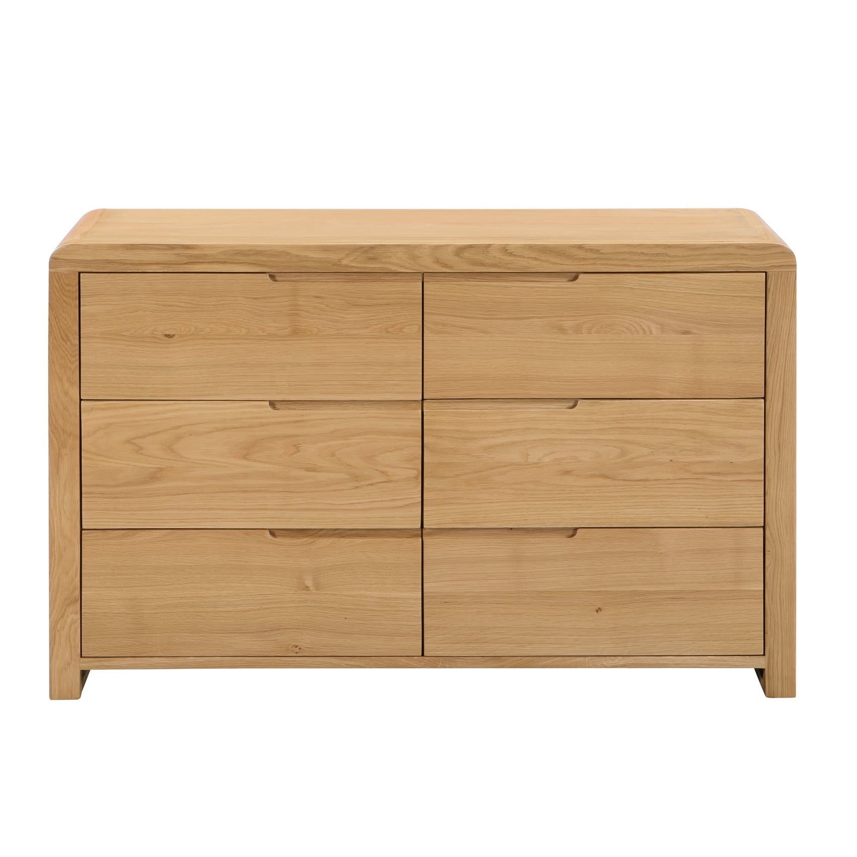Curve Natural Oak Wood Chest of Drawers | 6 Drawers