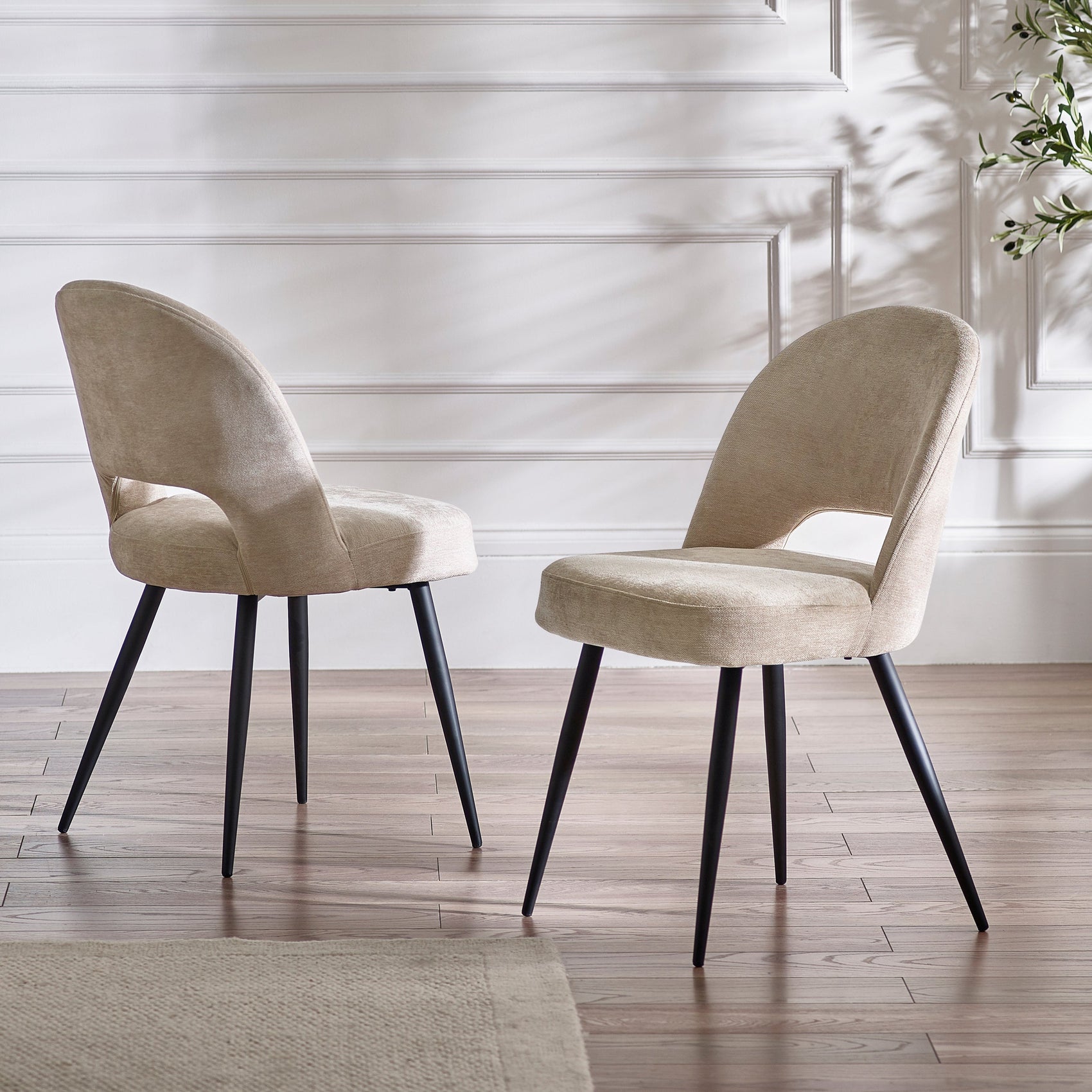 Set of 2 Incia Calico Cream Dining Chairs