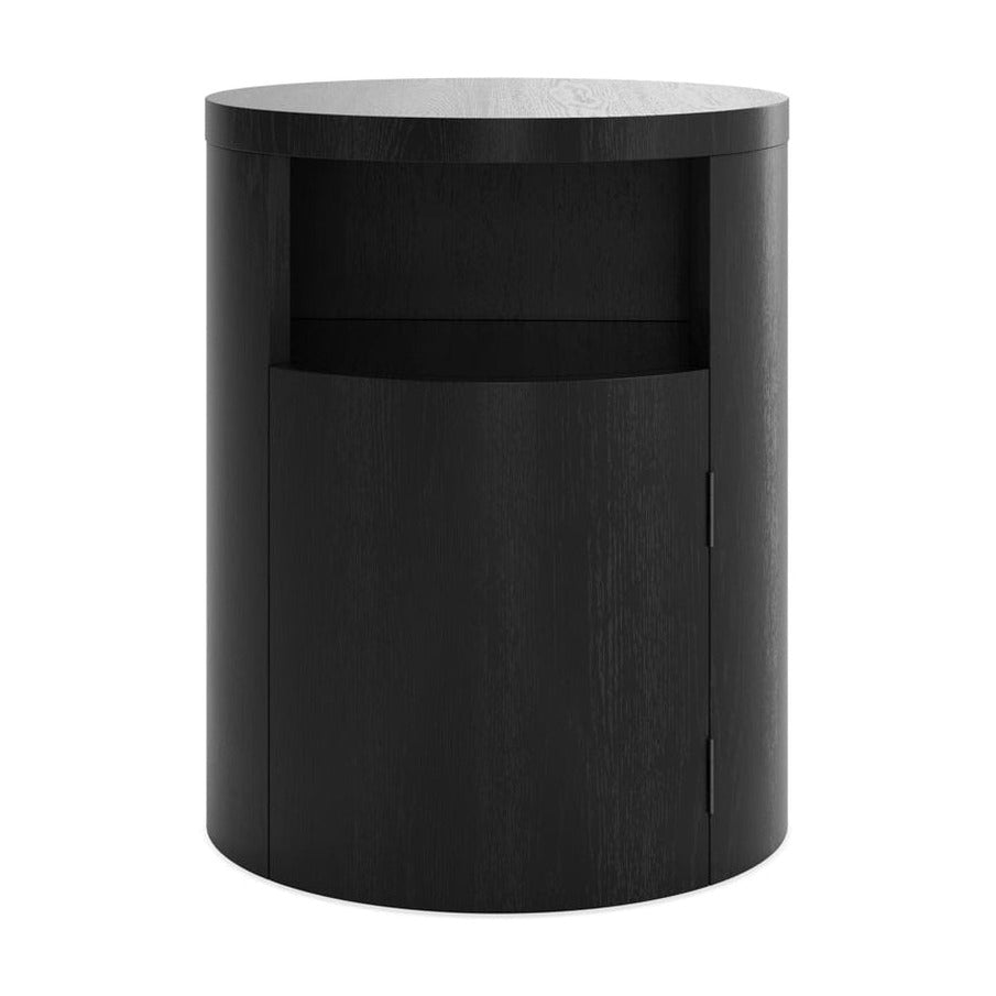 Yori Black Wood Round Bedside Table