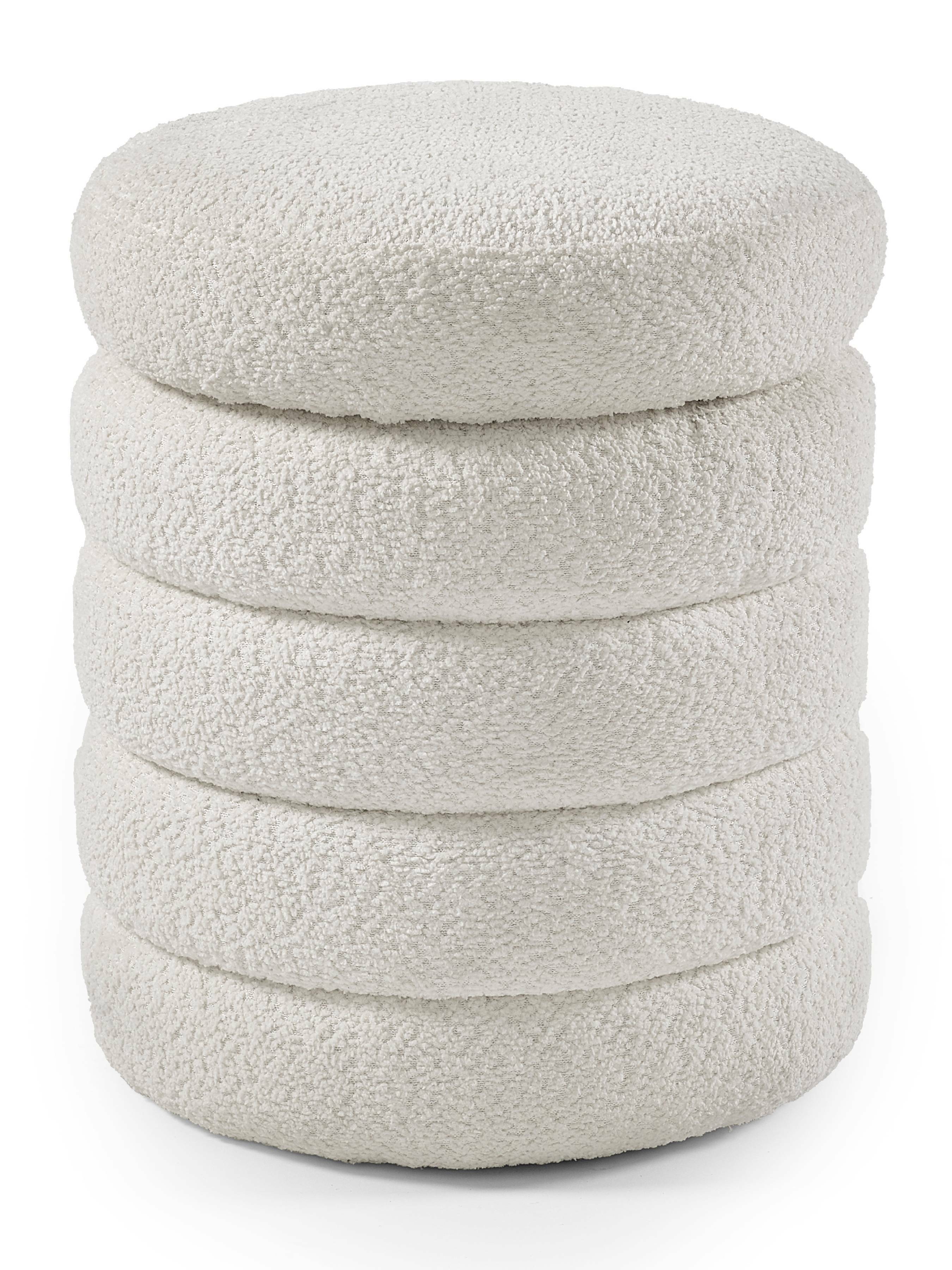 Alana Ivory Boucle Storage Pouffe