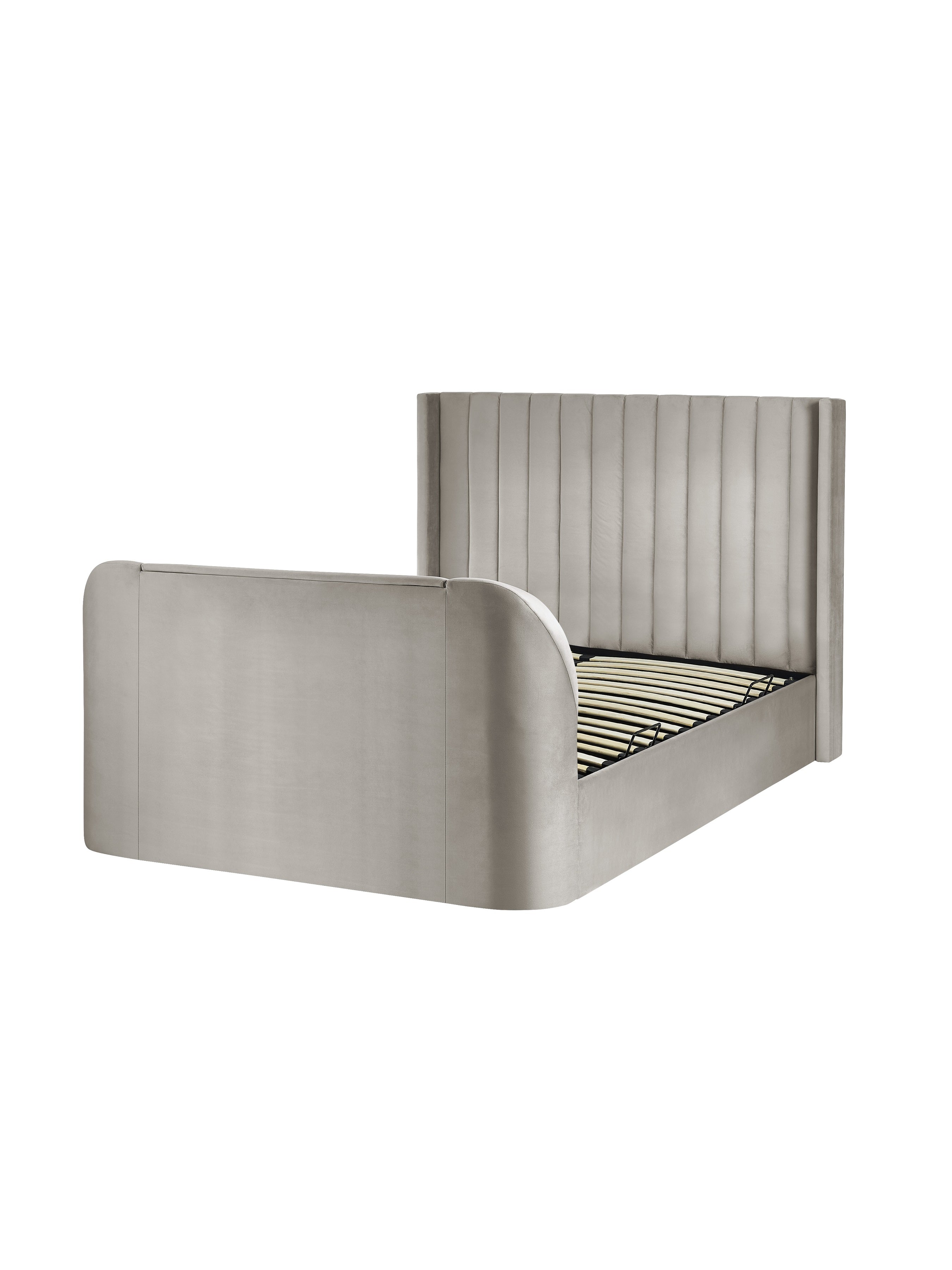 Alston Light Grey Velvet Ottoman TV Bed Double