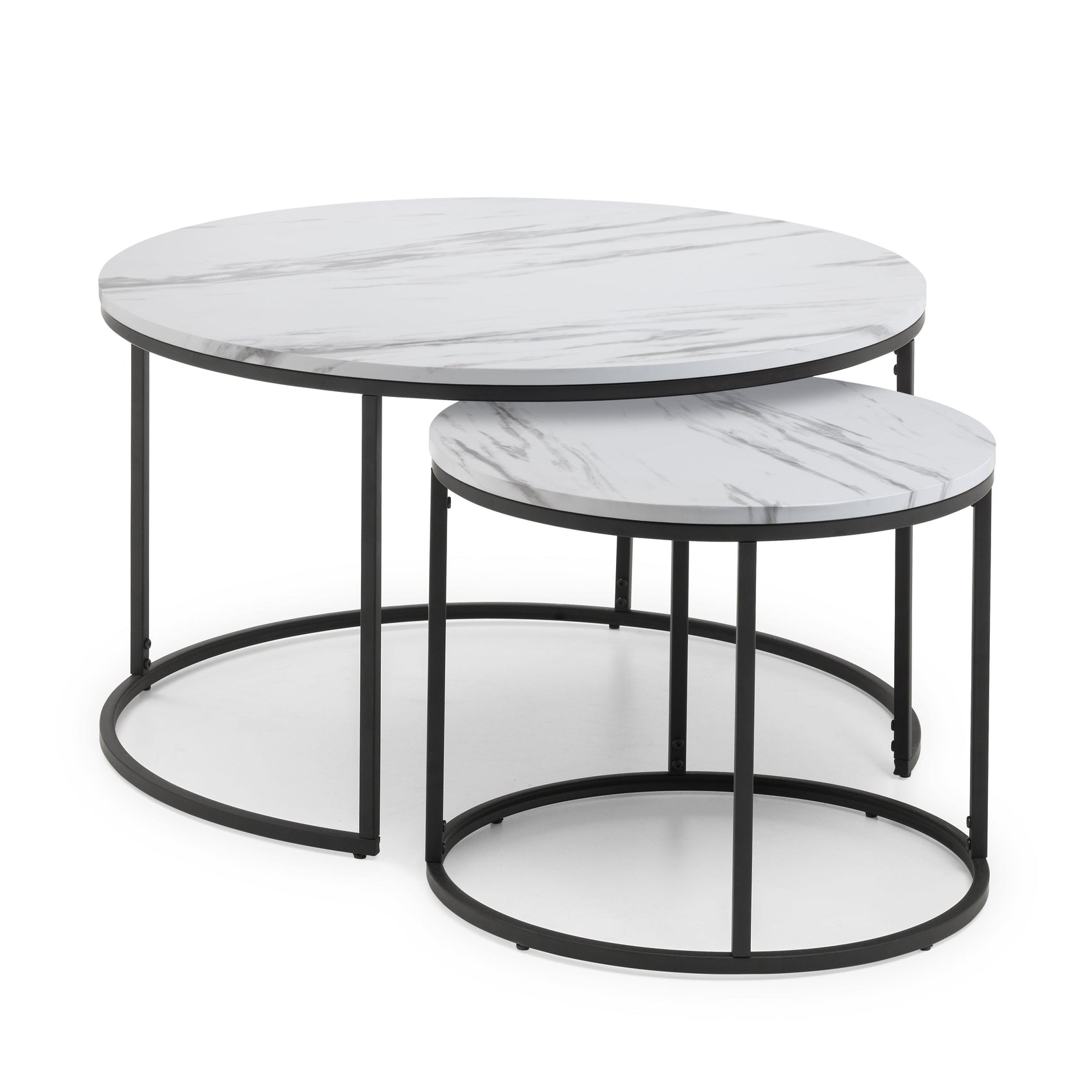 Monroe White Marble Effect Round Nesting Coffee Table