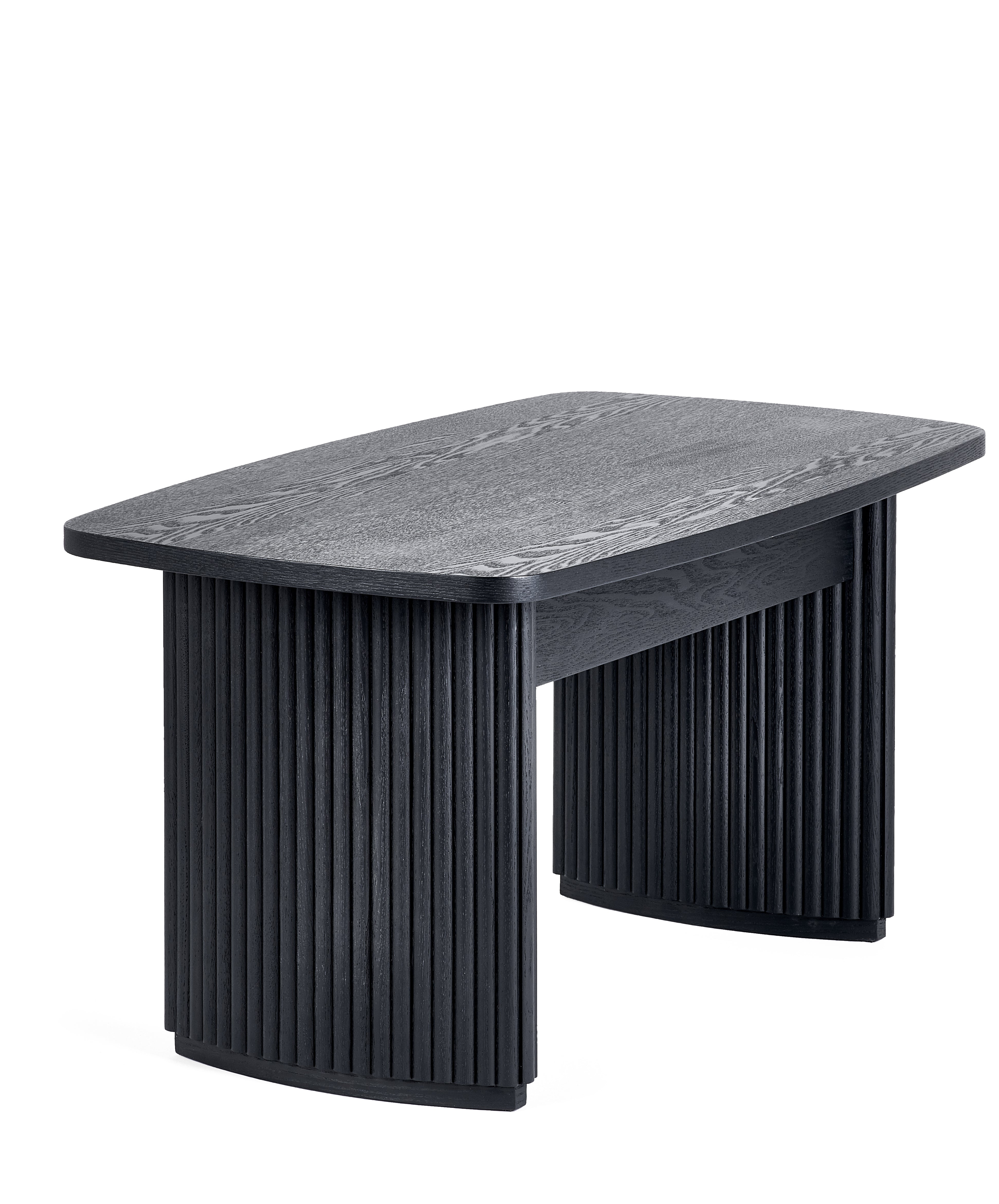 Como Reeded Black Wood Rectangle Coffee Table