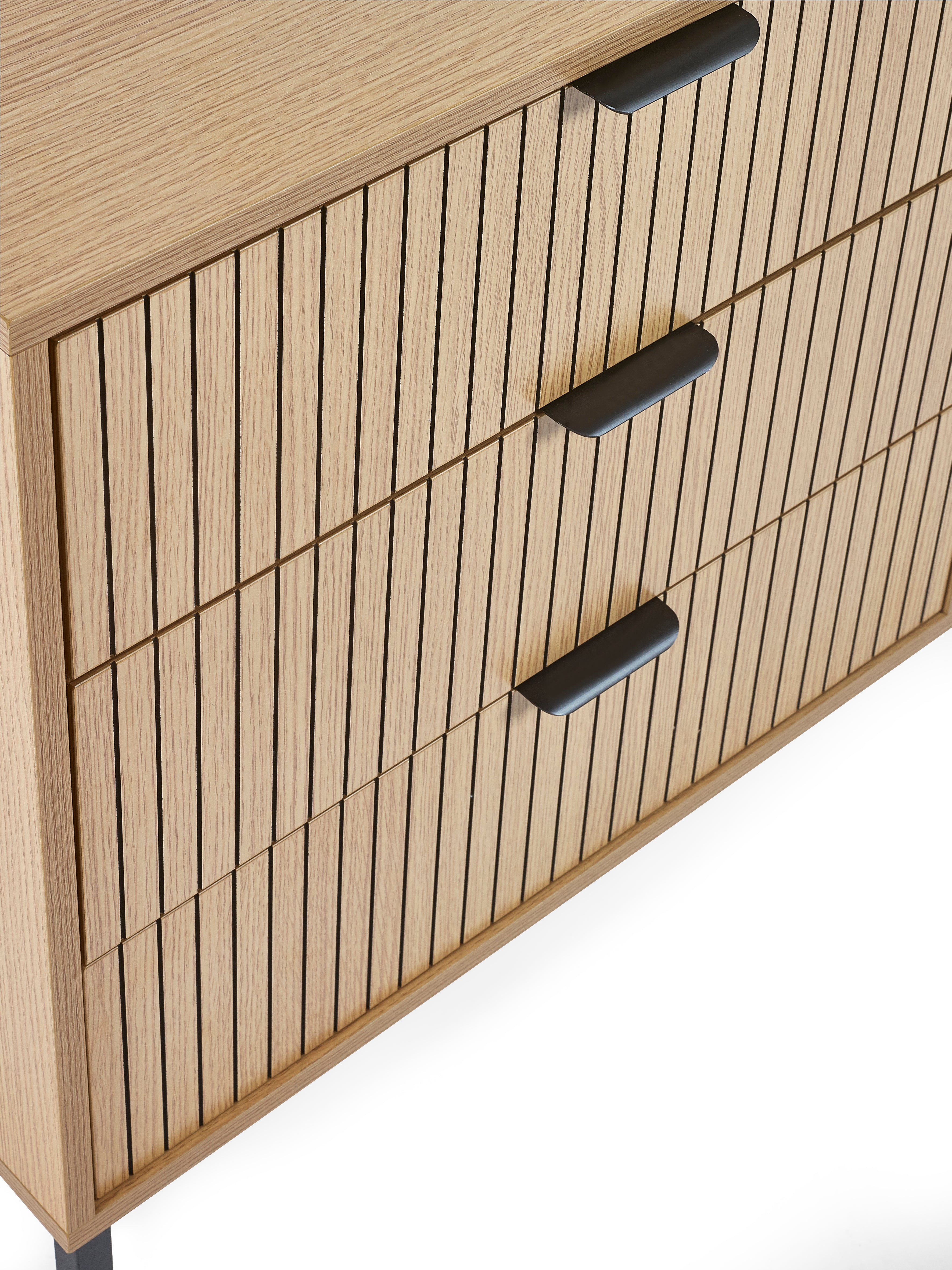 Arya Slatted Oak Wood Chest of Drawers | 6 Drawers