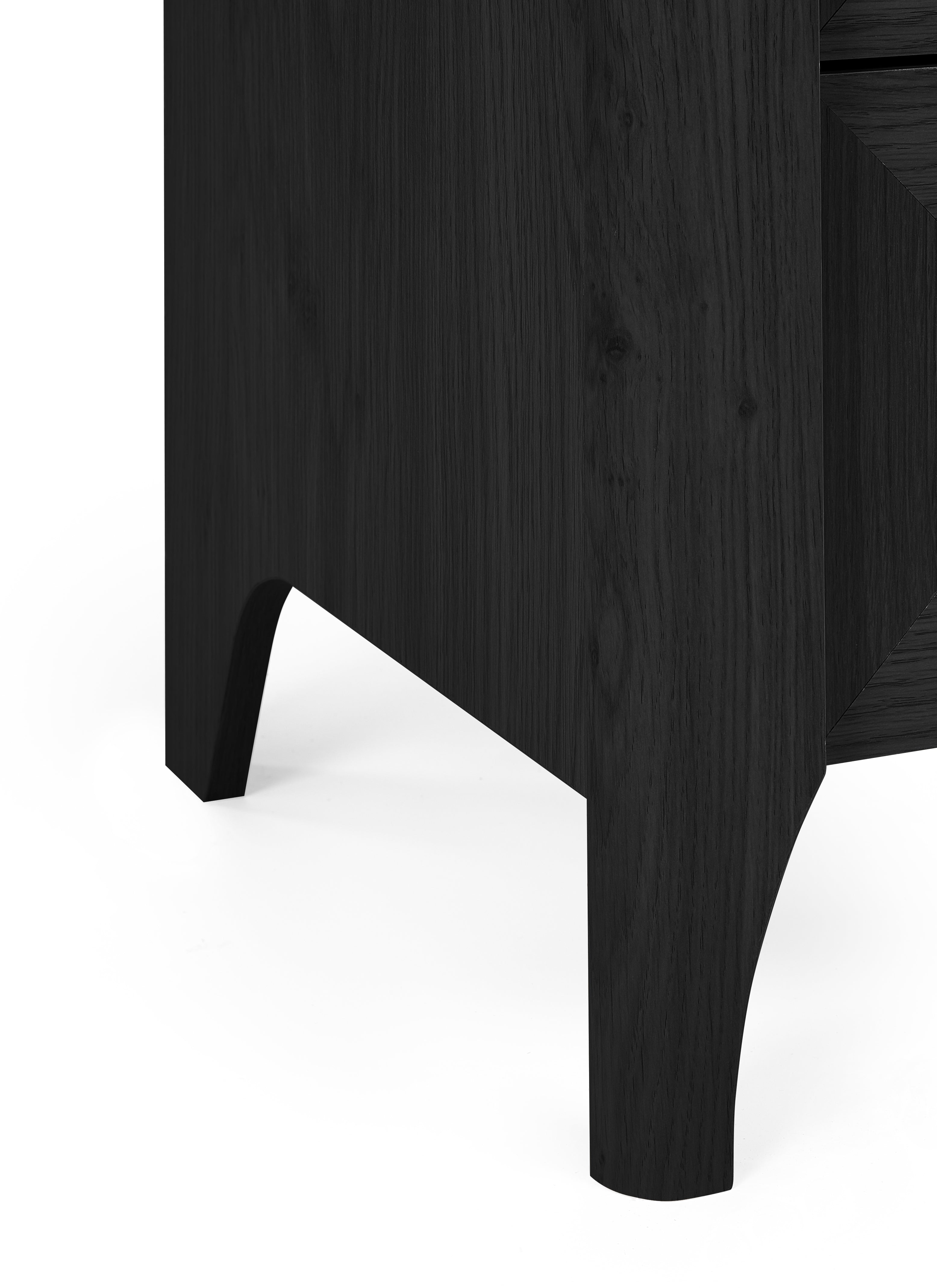 Asbury Wood Chest of Drawers | 3 Drawers - Black Ash