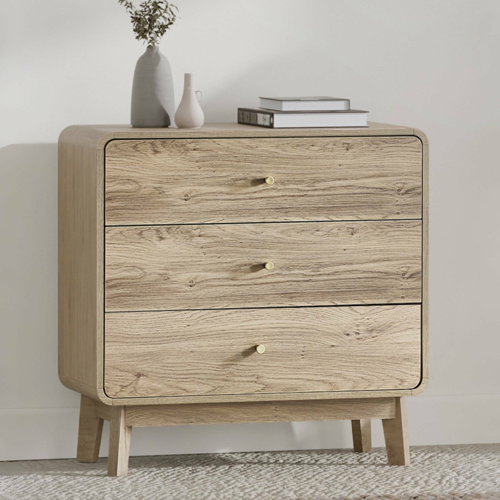Boswell Oak Wood Chest of Drawers | 3 Drawers
