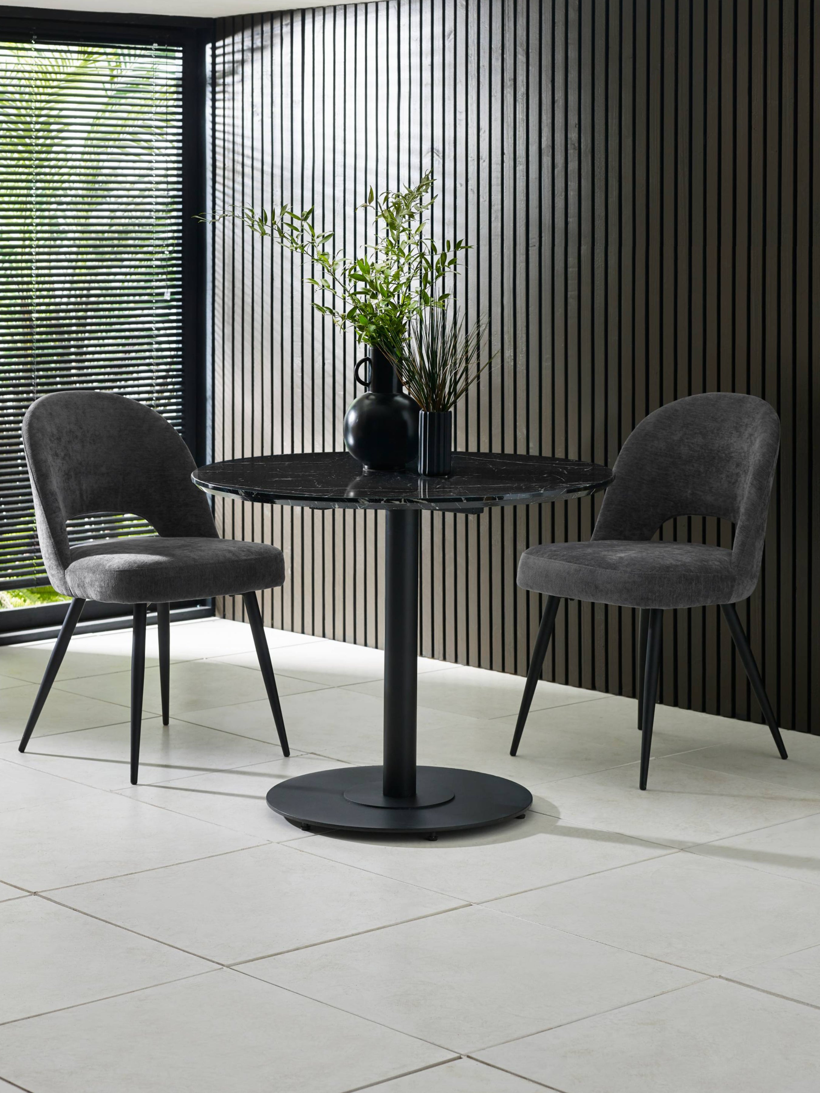 Romano Black Marble Effect Round Dining Table 80cm
