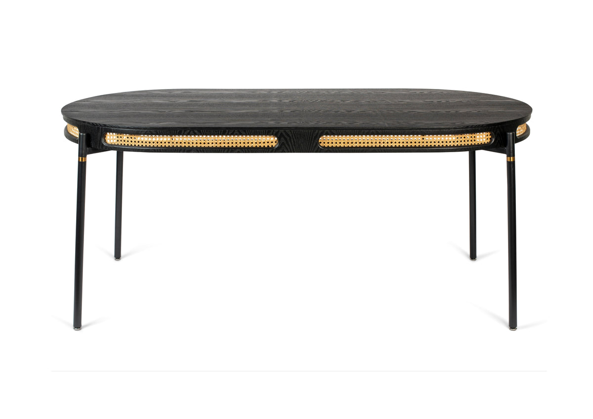 Bold Monkey Don't Stop The Webbing Black Wood & Rattan Dining Table 180cm