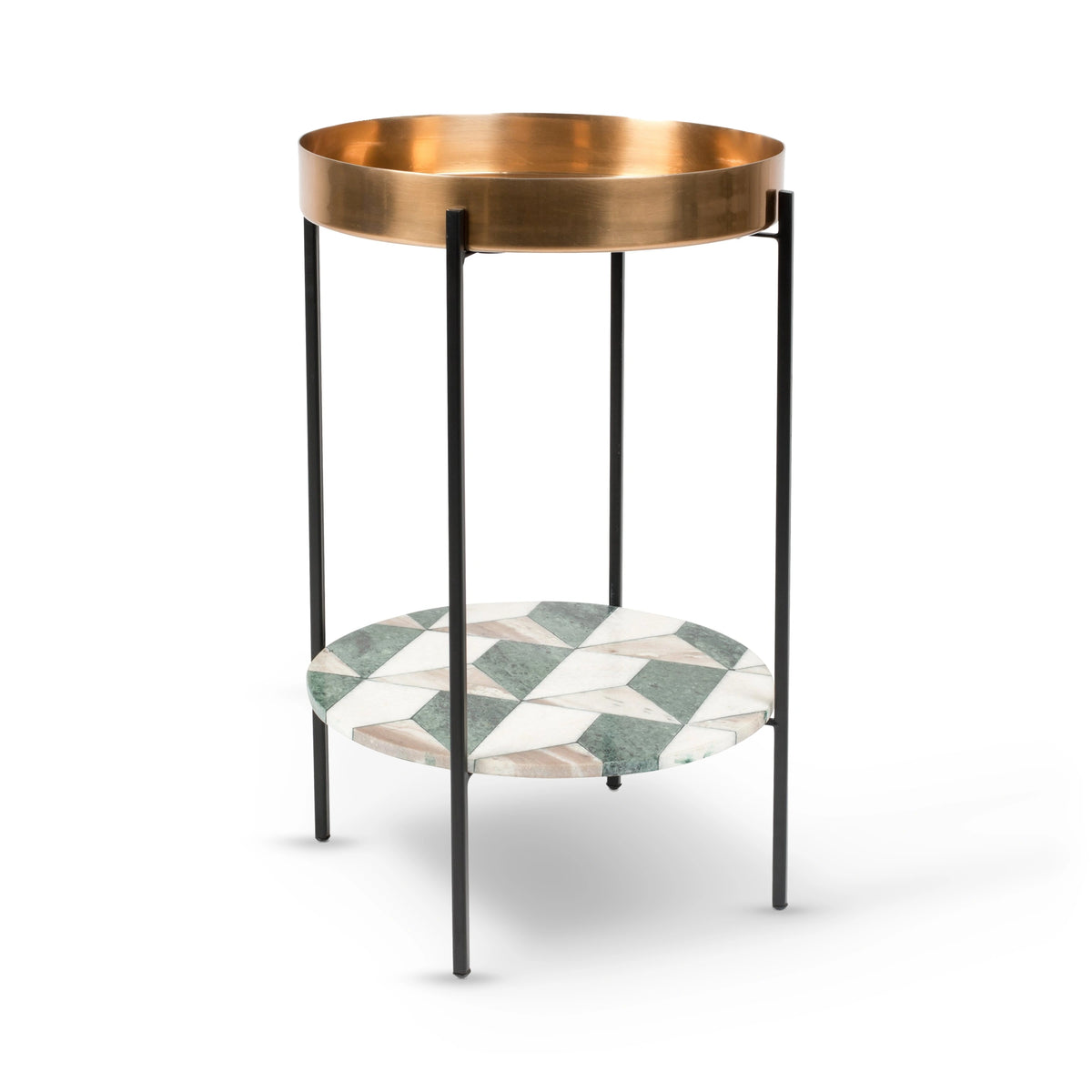 Bold Monkey Another Marble Mixed Marble & Bronze Side Table