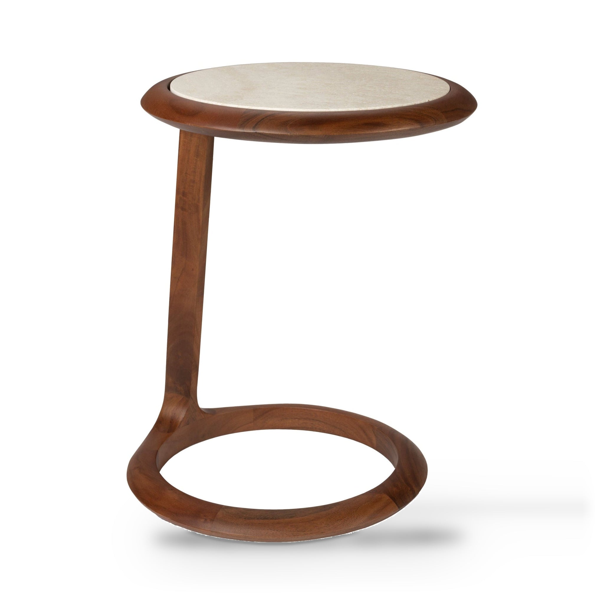 Zuiver Doppio Brown Acacia Wood & Travertine Side Table
