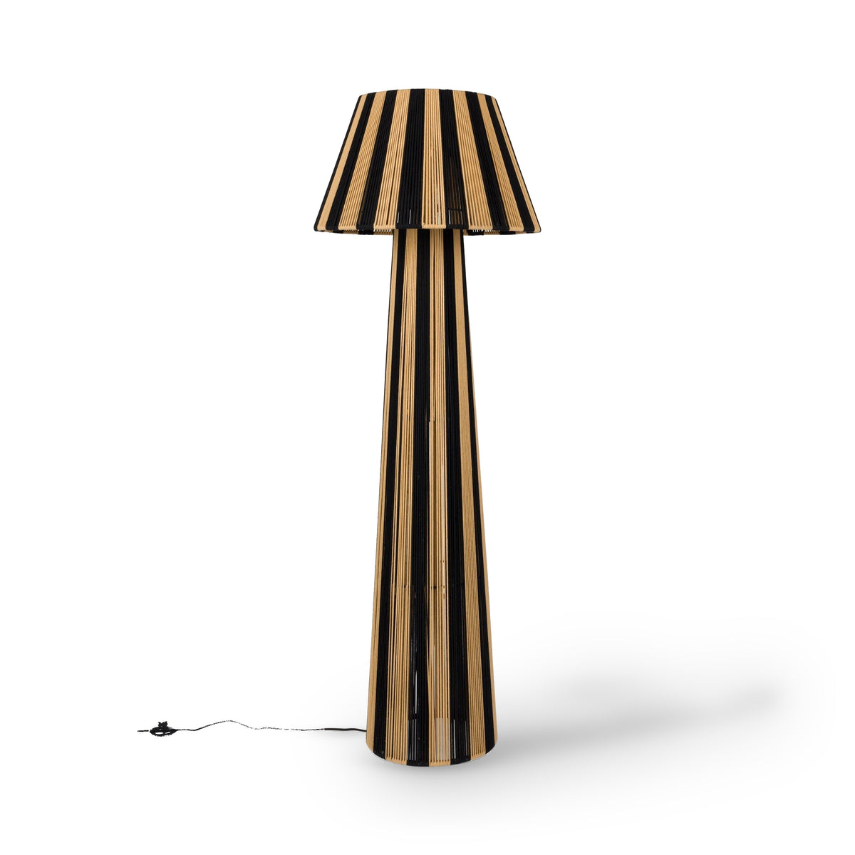 Bold Monkey Stripe It Up Black & Natural Rope Floor Lamp