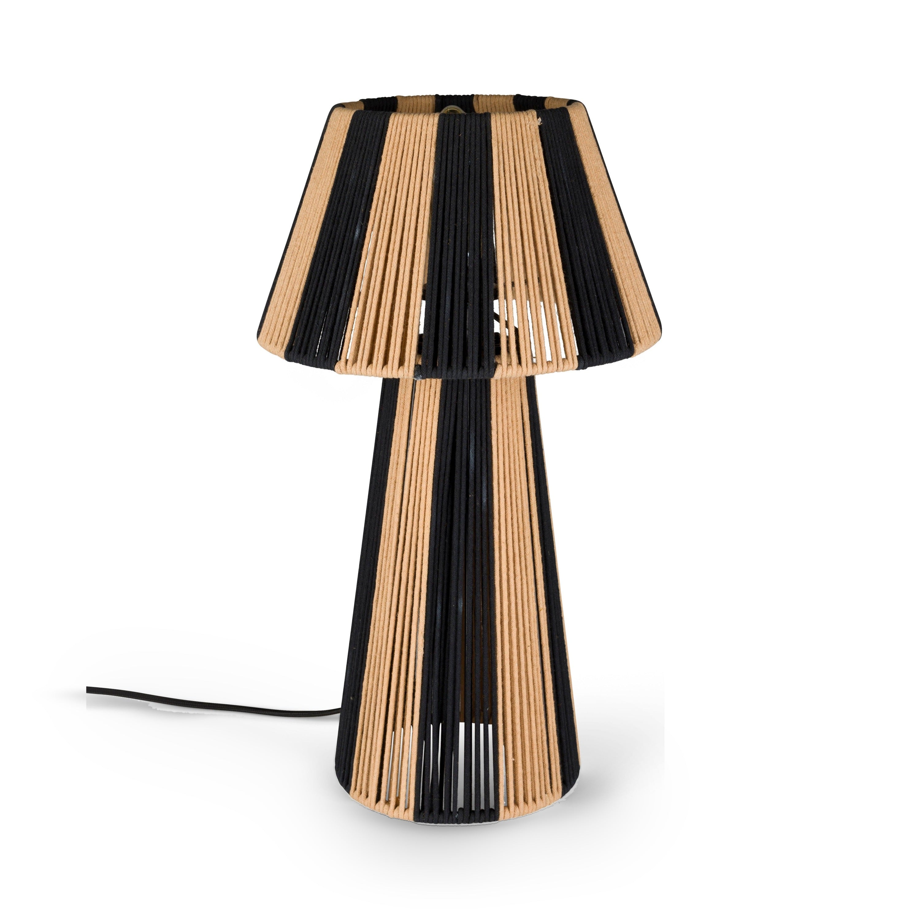 Bold Monkey Stripe It Up Black & Natural Rope Table Lamp