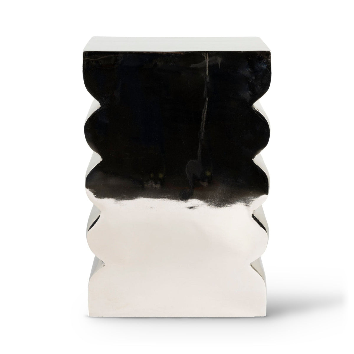 Zuiver Curves Shiny Silver Stool Side Table
