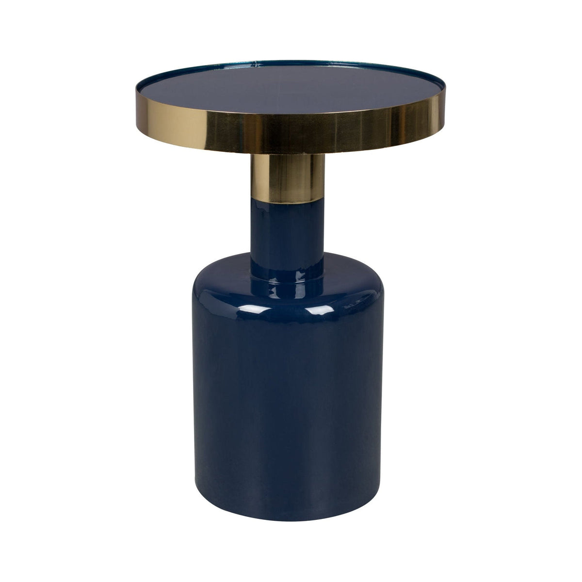 Zuiver Glam Gloss Blue & Gold Round Side Table