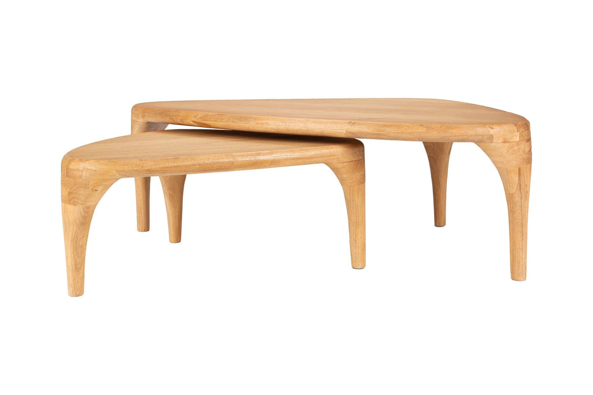 Zuiver Set of 2 Isla Natural Oak Wood Coffee Table Nest