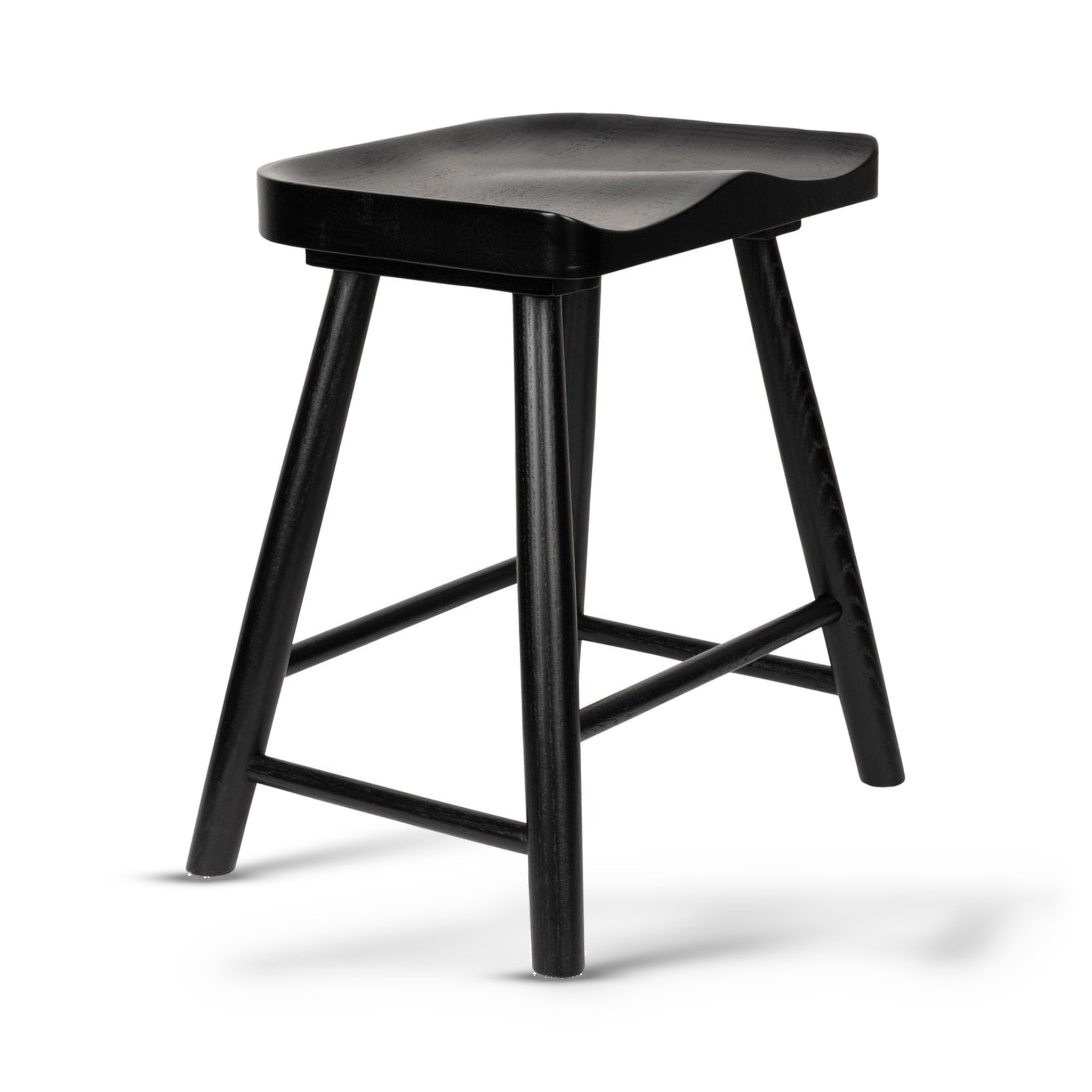 Vander Black Oak Wood Low Stool