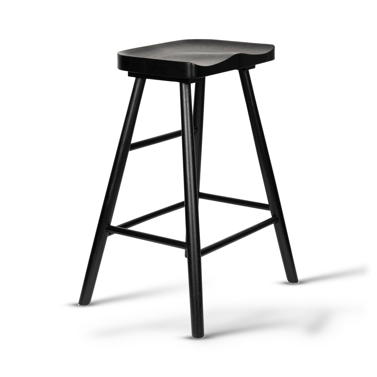 Vander Black Oak Wood Counter Stool