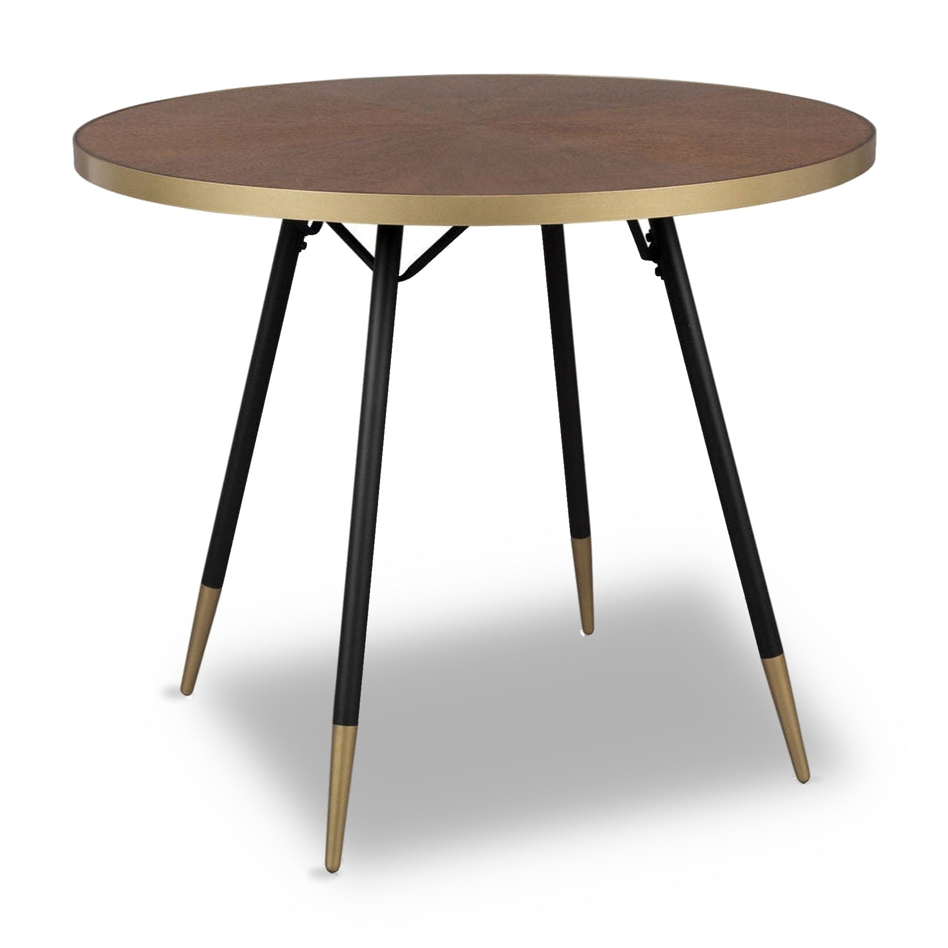 Denise Brown Wood & Gold Round Dining Table
