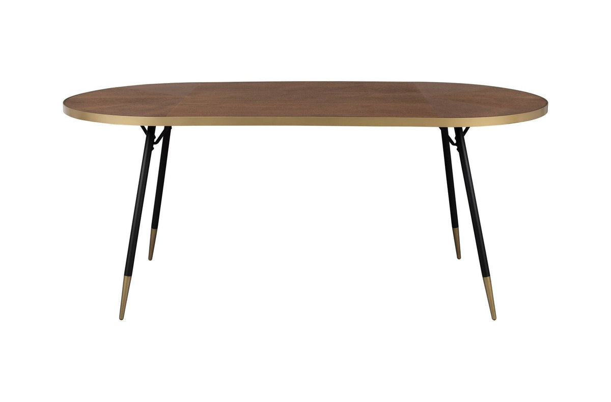 Denise Brown Wood & Gold Oval Dining Table 180cm