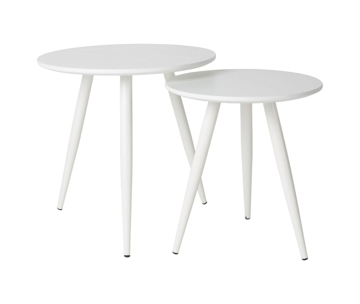 Set Of 2 Daven White Wood Side Tables Nest