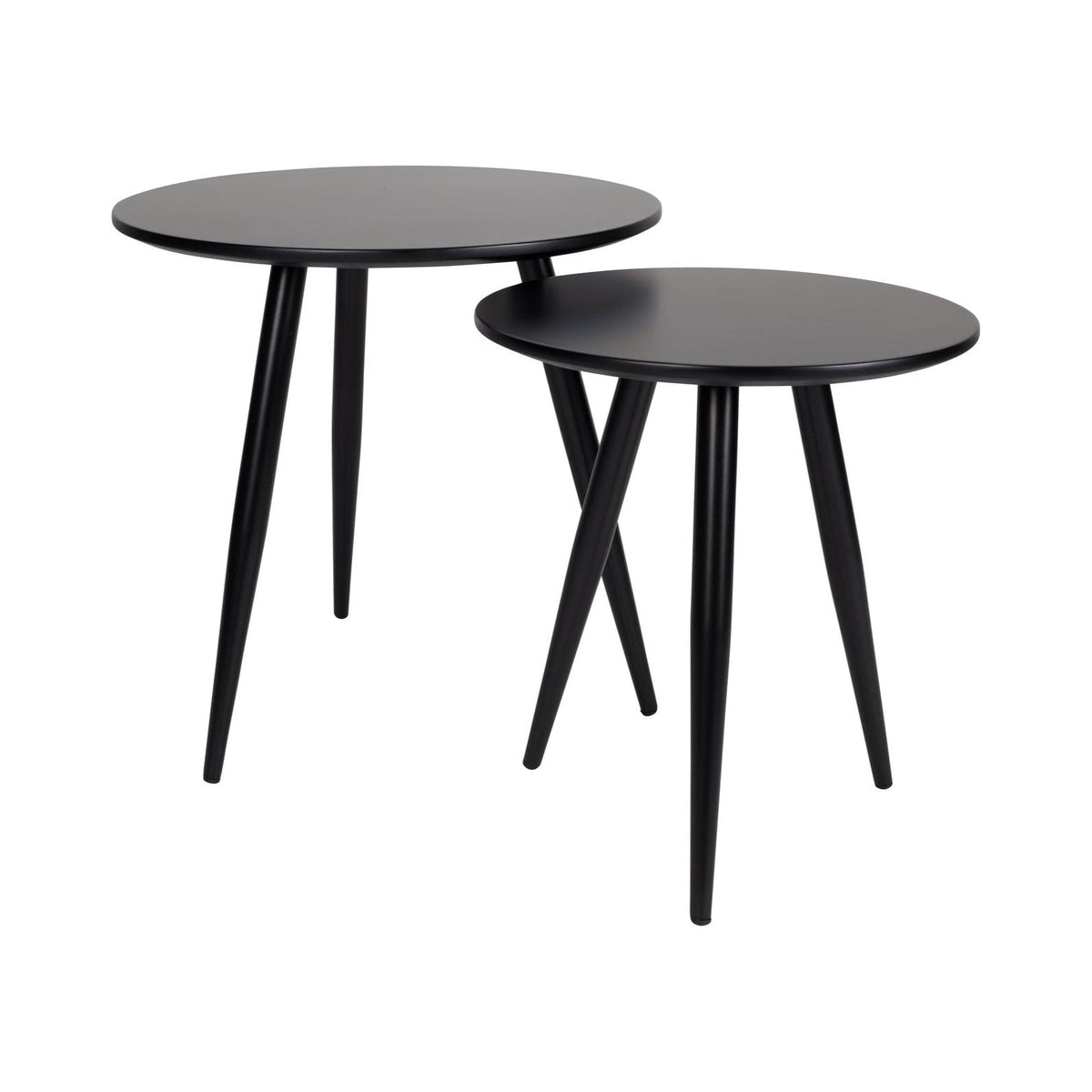 Set Of 2 Daven Black Wood Side Tables Nest