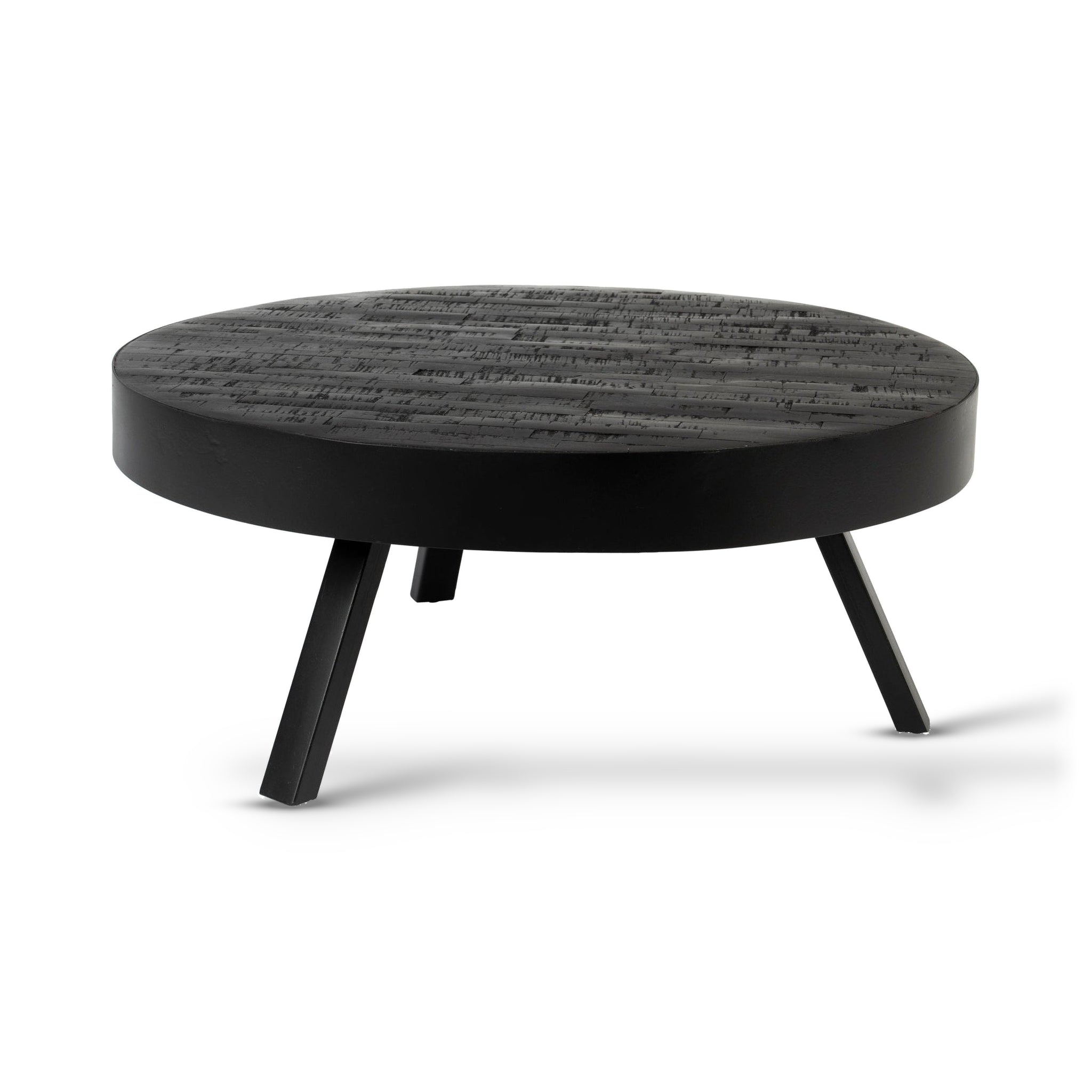Suri Black Teak Wood Round Coffee Table Large