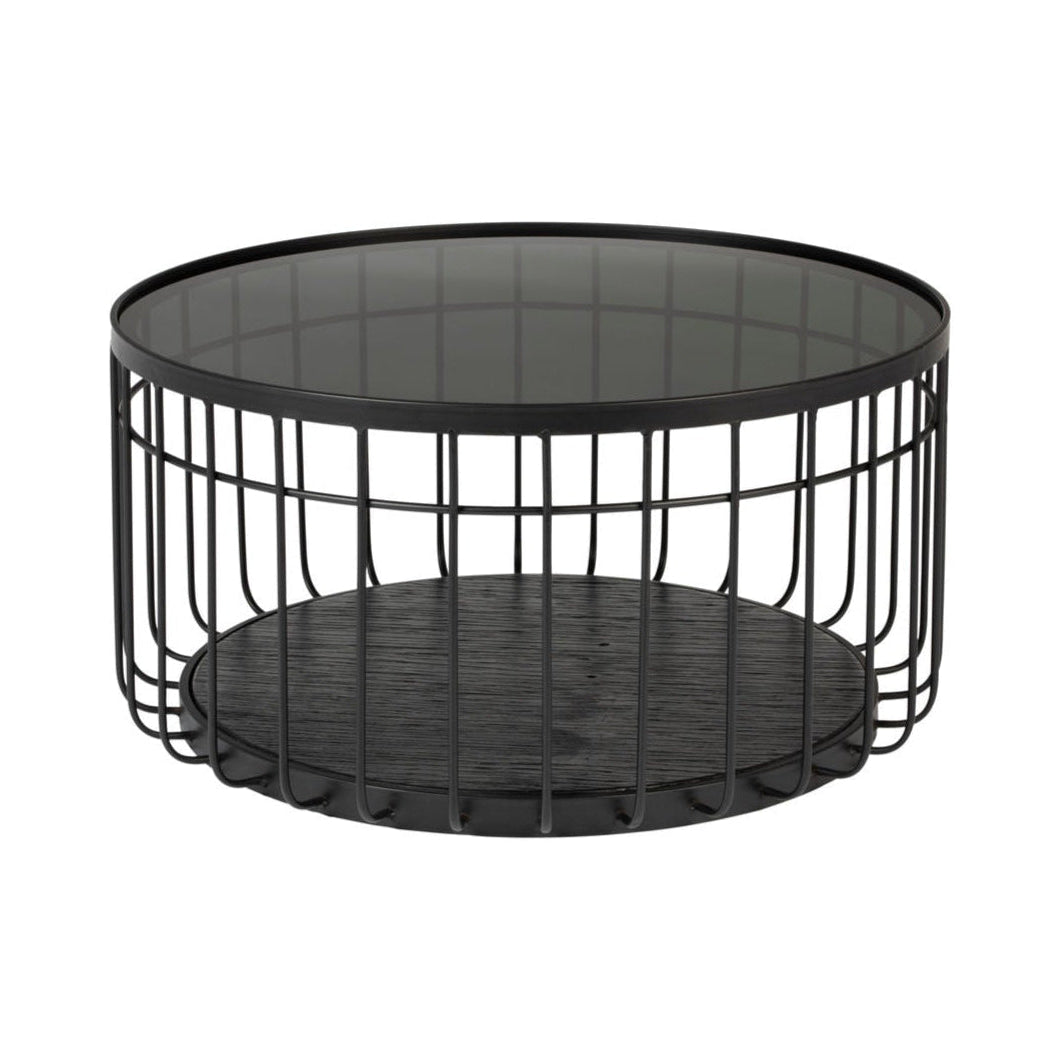 Lance Black Glass Round Coffee Table Medium