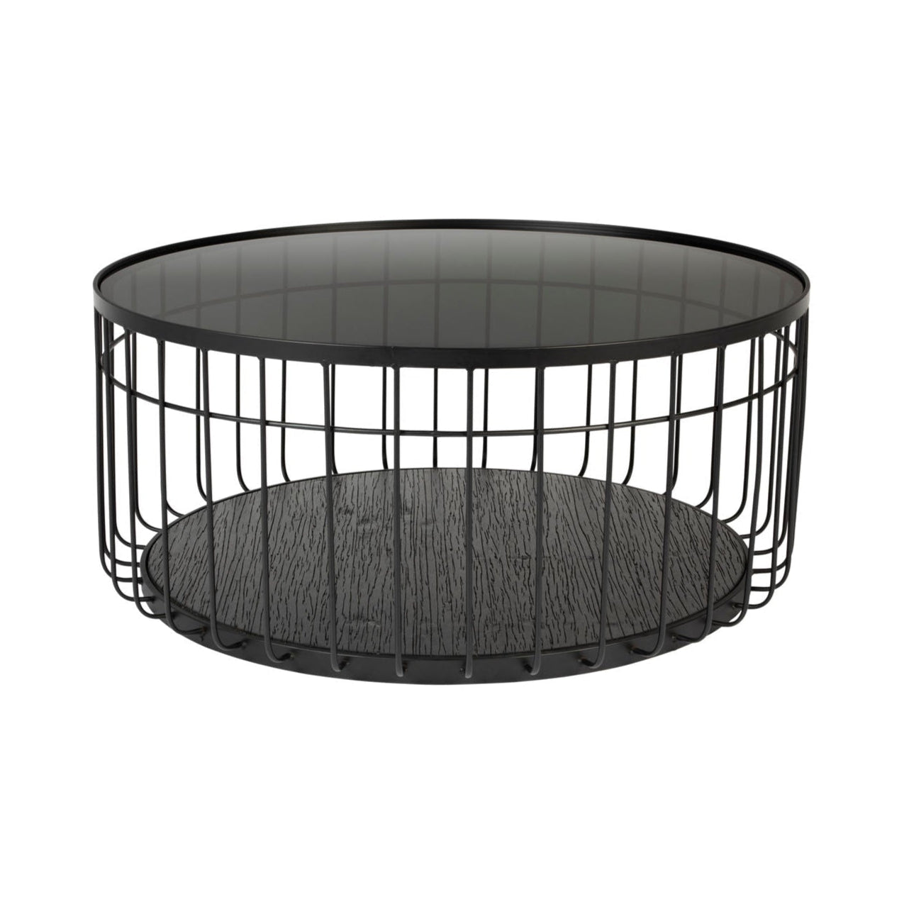 Lance Black Glass Round Coffee Table Large