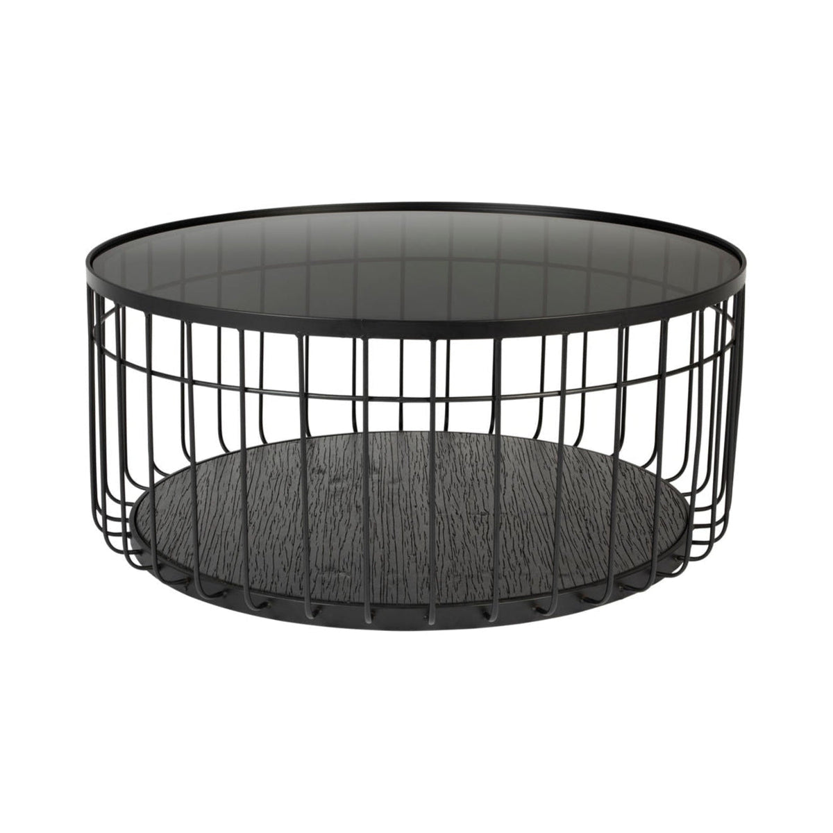 Lance Black Glass Round Coffee Table Large